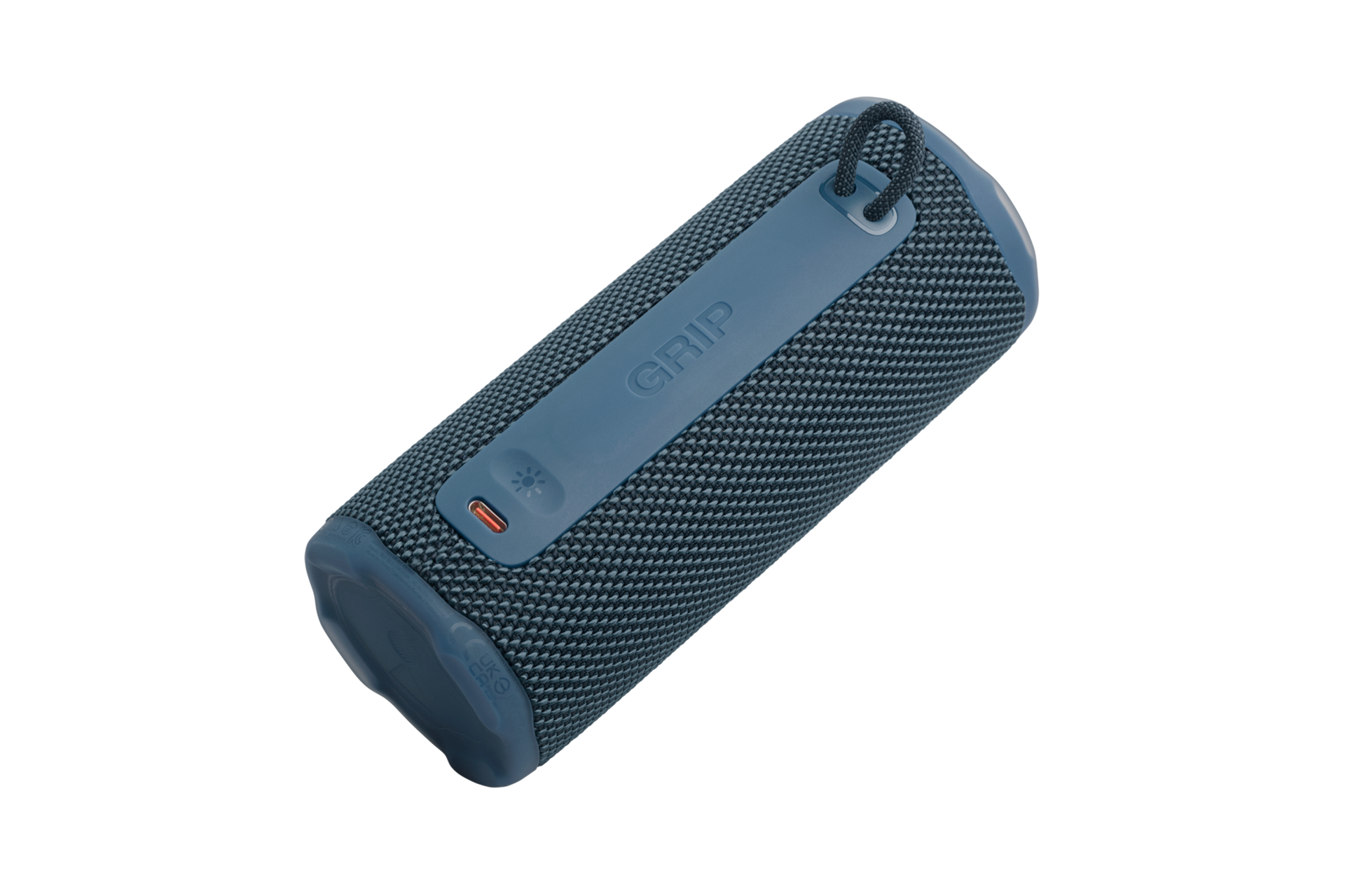 JBL GRIP 포터블 블루투스 스피커 블루 정면이 바닥으로 향한 모습