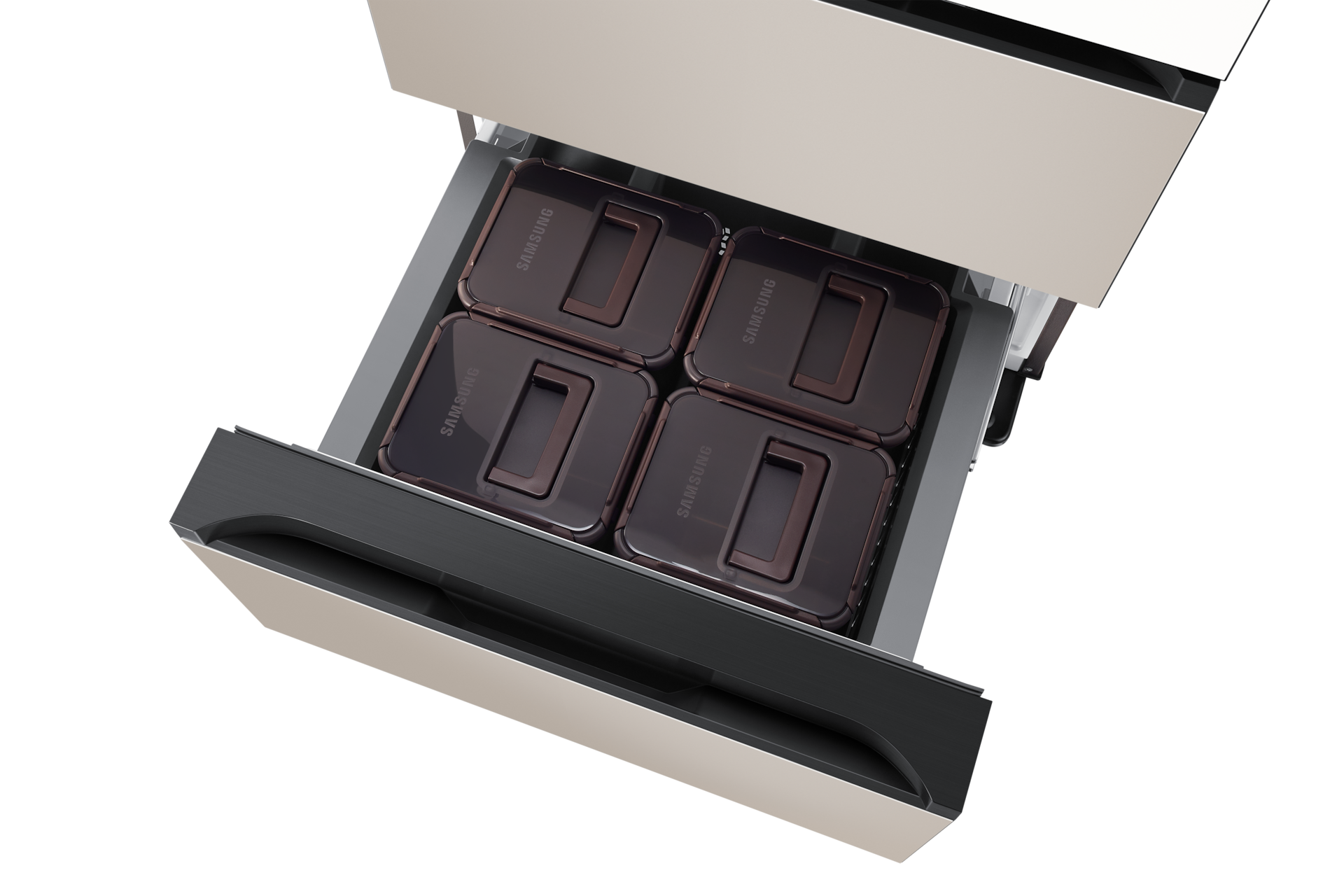 Bespoke AI 김치플러스 4도어 586L 상칸 에센셜 화이트/ 중·하칸 에센셜 베이지 하칸 슬라이드 아웃(김치통 포함