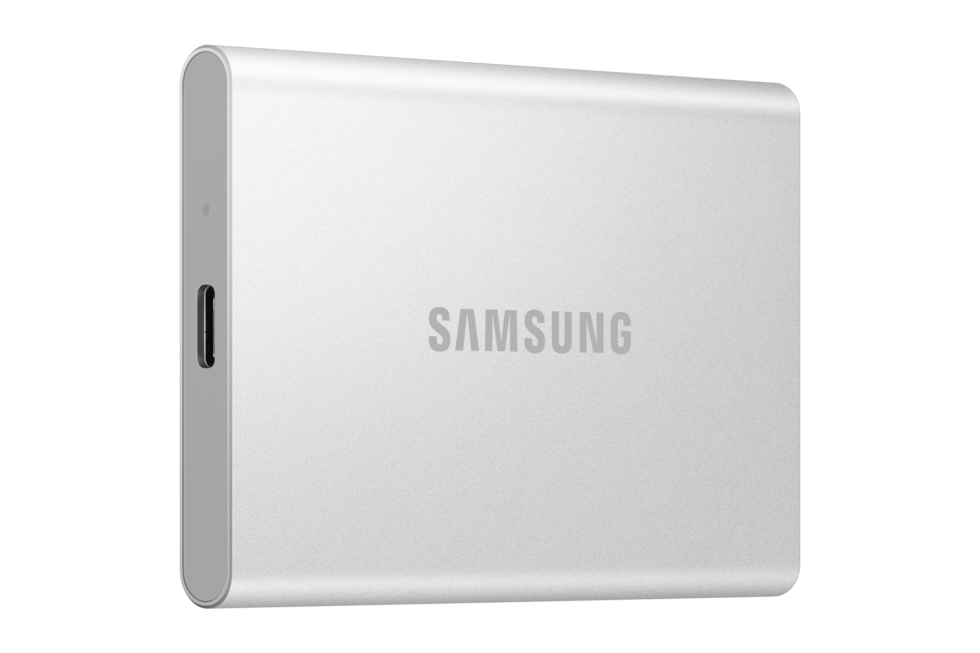 외장SSD T7 Resurrected  4TB (USB 3.2 Gen 2) (메탈) 우측으로 45도 돌아간 정면 이미지