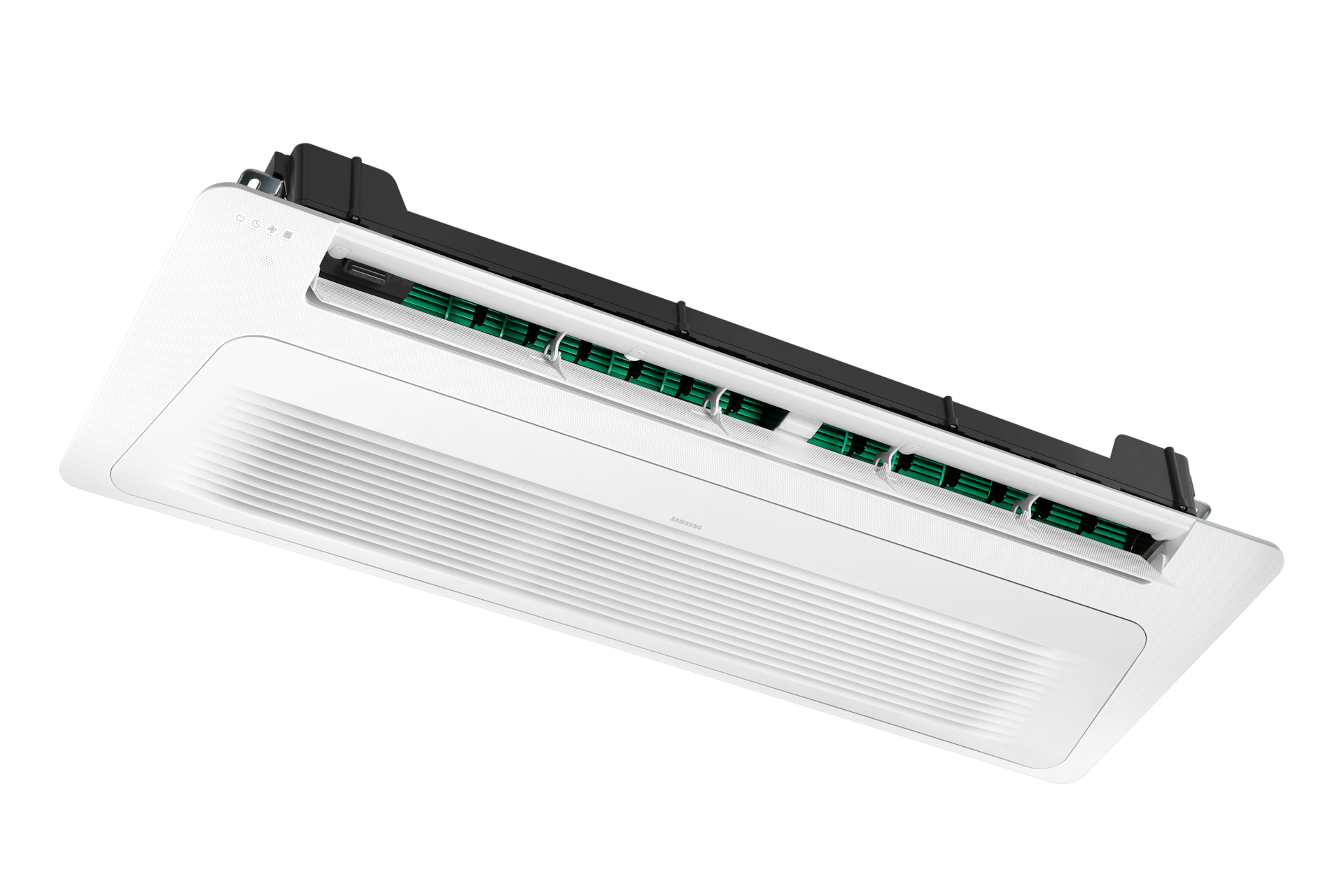 가정용 무풍 시스템에어컨 84.5㎡ 2실 1WAy 가정용 시스템에어컨 좌측 전원 켜진 좌측 15도 컷