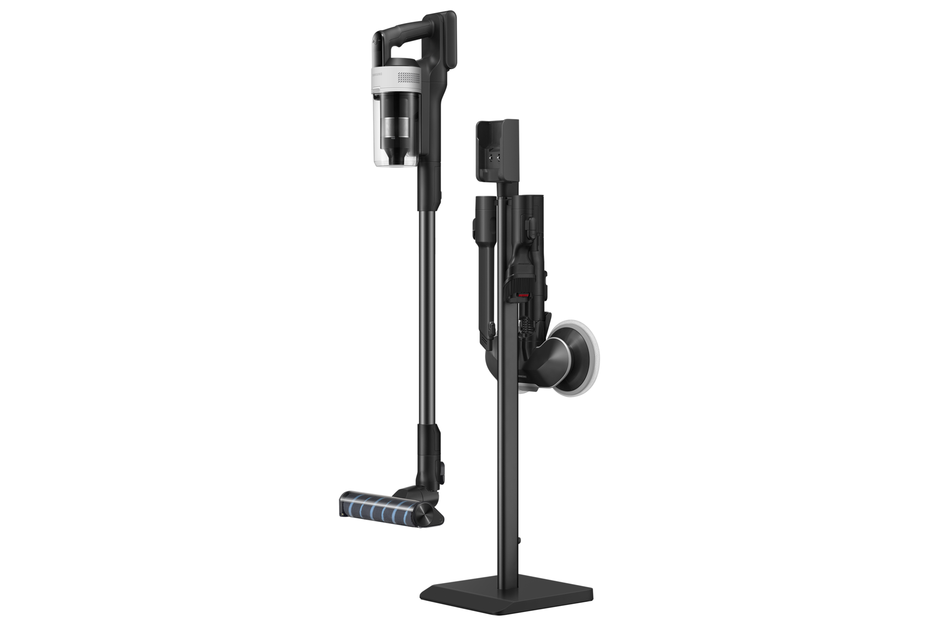 제트 핏 물걸레 브러시 패키지 (새틴 그레이지) 거치대와 분리 후 들어올린 오른쪽 측면 