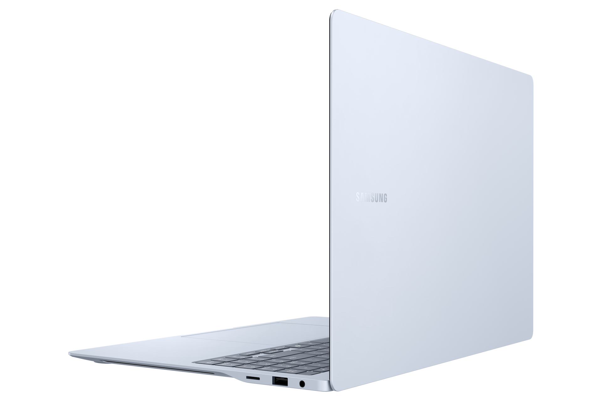 갤럭시 북4 Edge (40.6 cm) Snapdragon® X Elite / 512 GB eUFS, Copilot+ PC 사파이어 블루 측면 왼쪽 후면