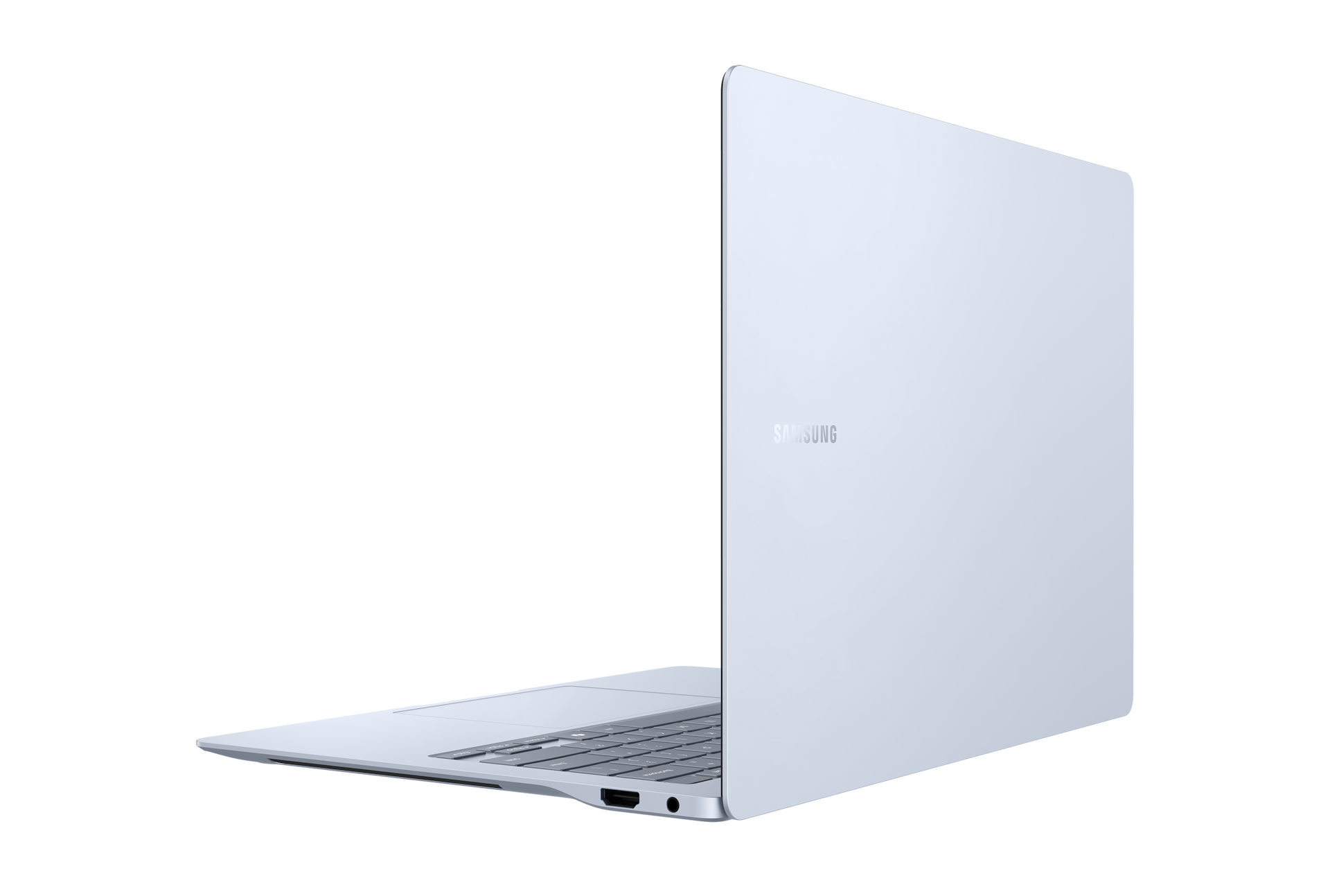 갤럭시 북4 Edge (35.6 cm)  Snapdragon® X Elite / 512 GB eUFS, Copilot+ PC 사파이어 블루 측면 왼쪽 후면