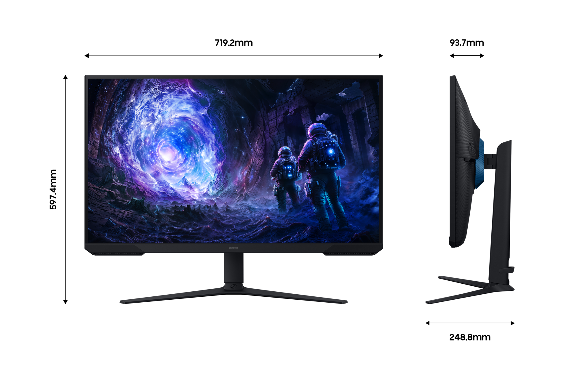 오디세이 G5 G51F QHD 180Hz (LS32FG510) 화면 가로 길이 세로 길이 전체 두께 정보