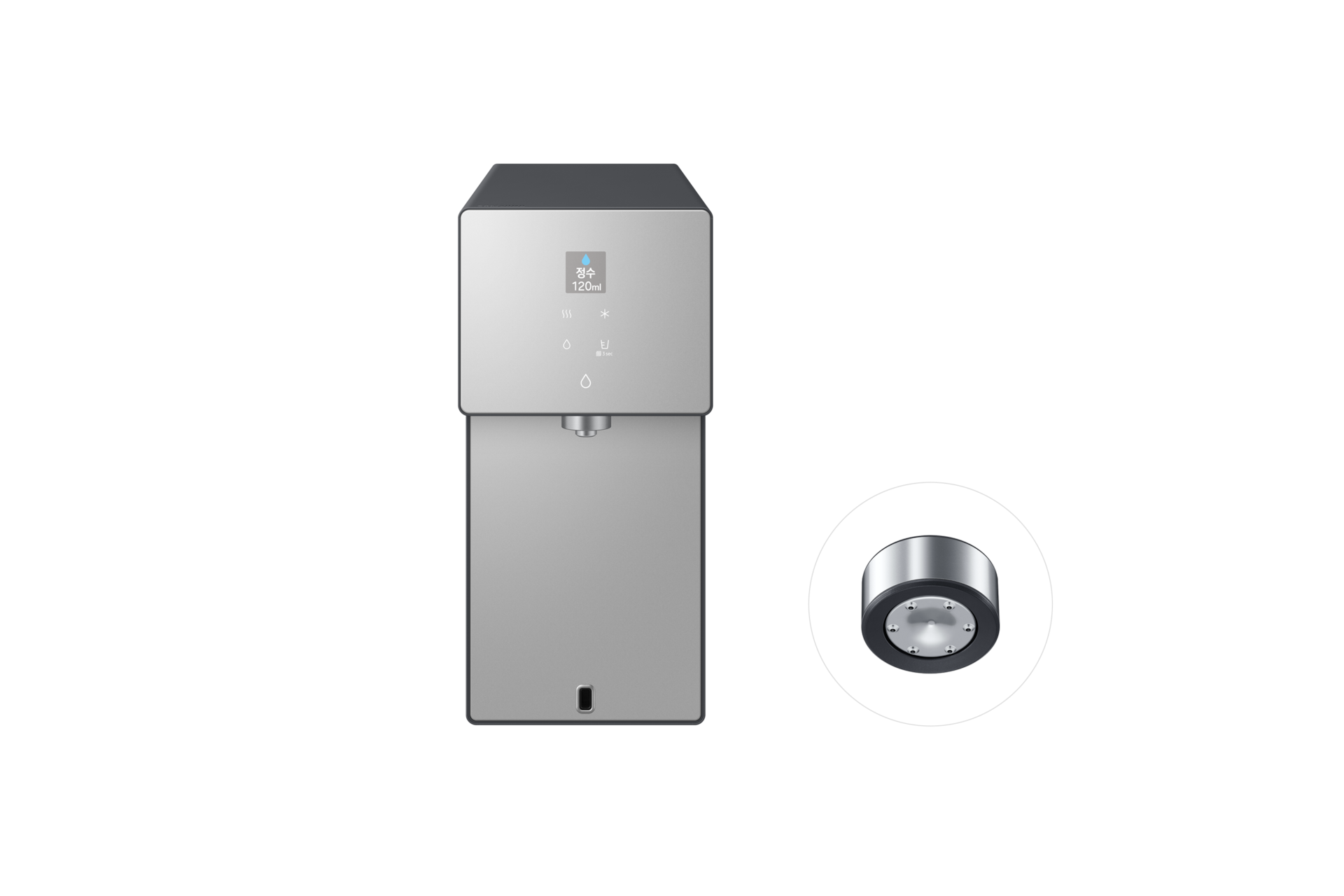 Bespoke AI 정수기 (냉/온/정수)+브루어 키트 솝스톤 차콜 정면