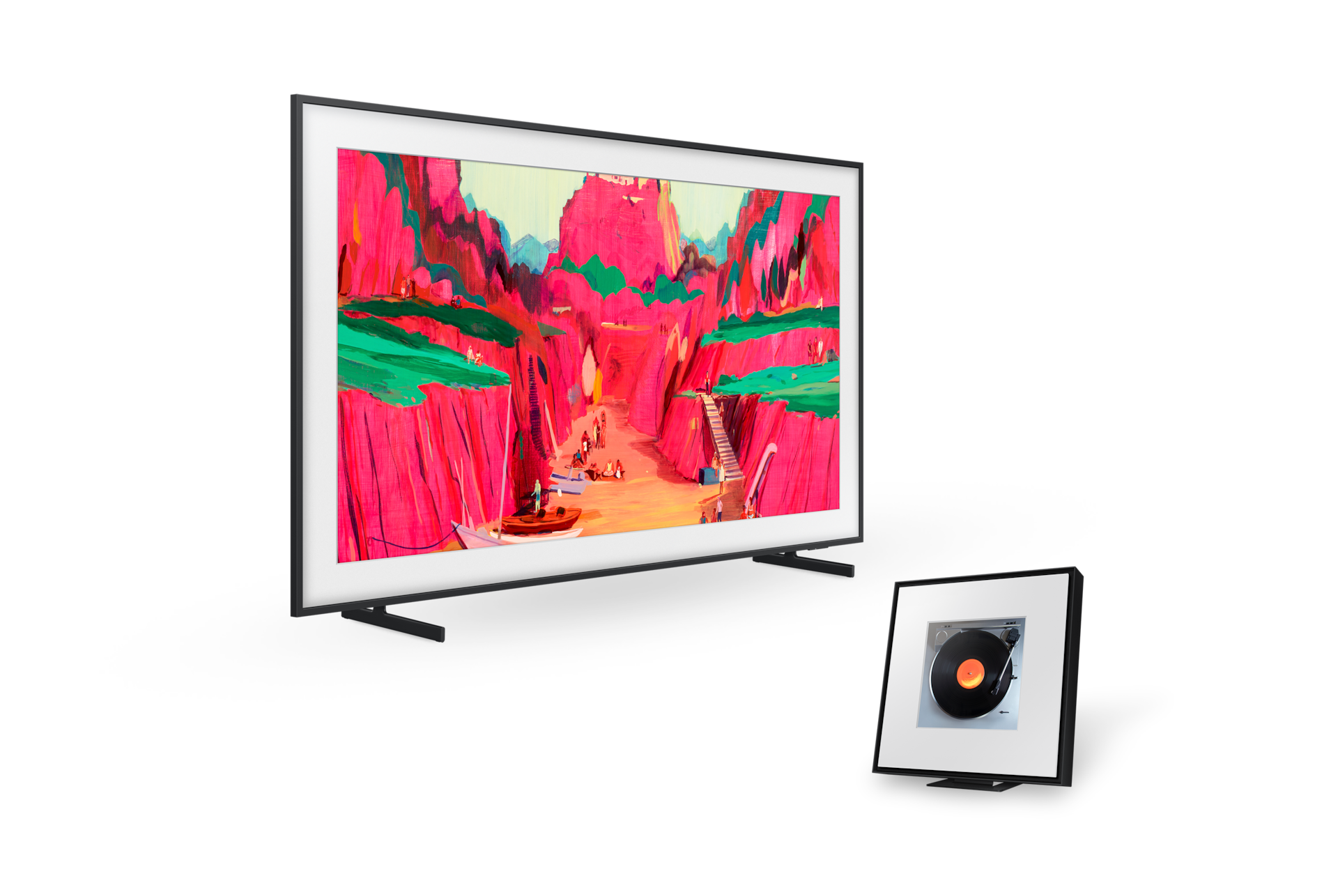 2025 The Frame Pro (214cm) 좌측 45도 측면+뮤직 프레임 LS60D 우측 45도 측면 페어이미지