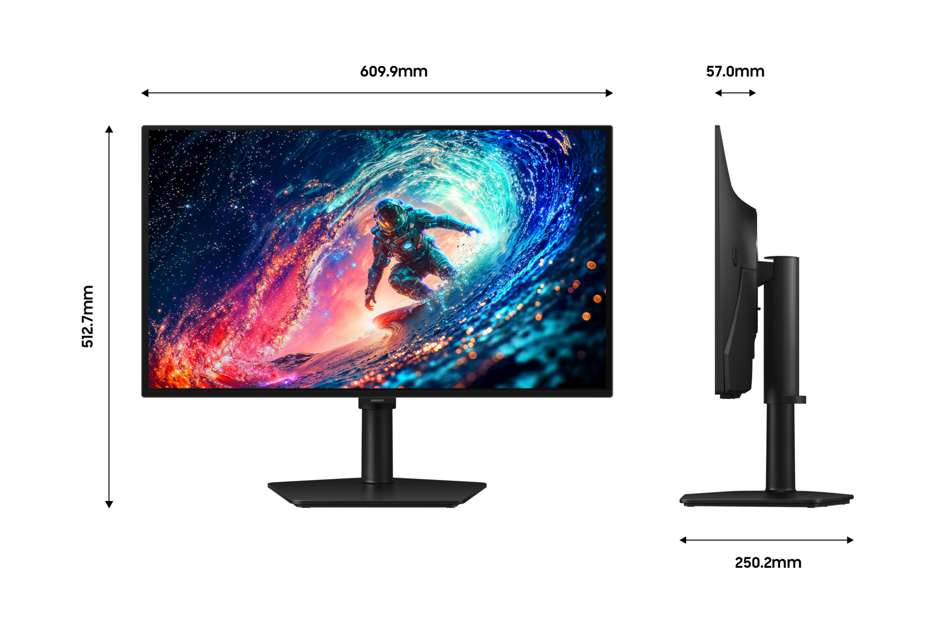 오디세이 OLED G6 G61SH QHD 240Hz (LS27HG610S) 모니터 가로 세로 두께 길이