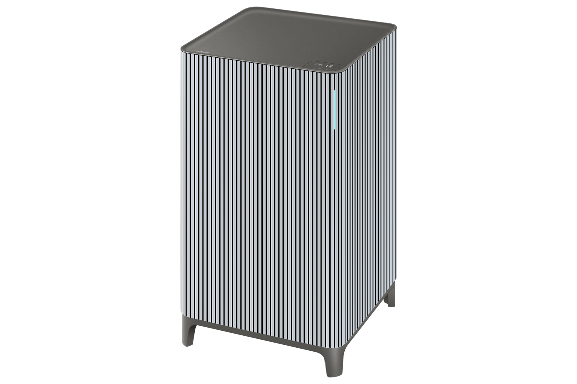 Infinite AI 공기청정기 (33㎡, 리유저블 필터) 에센셜 블루 그레이 좋음 청정라이팅이 보이는 오른쪽 측면