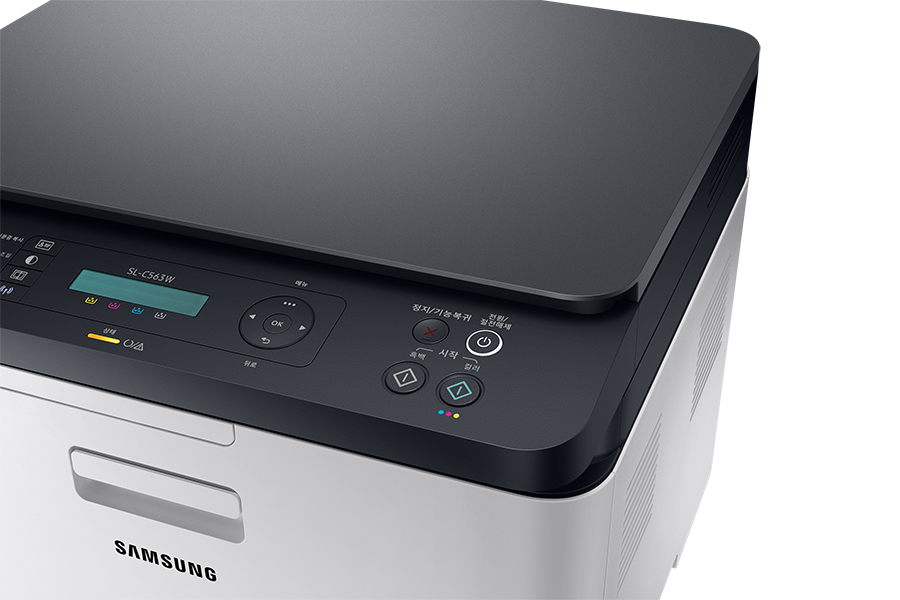 컬러 레이저 복합기 18/4 ppm 화이트 제품 조작부 확대 이미지