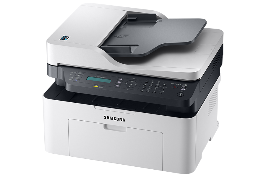 흑백 레이저복합기 20 ppm 화이트 제품 우상단 컷 이미지