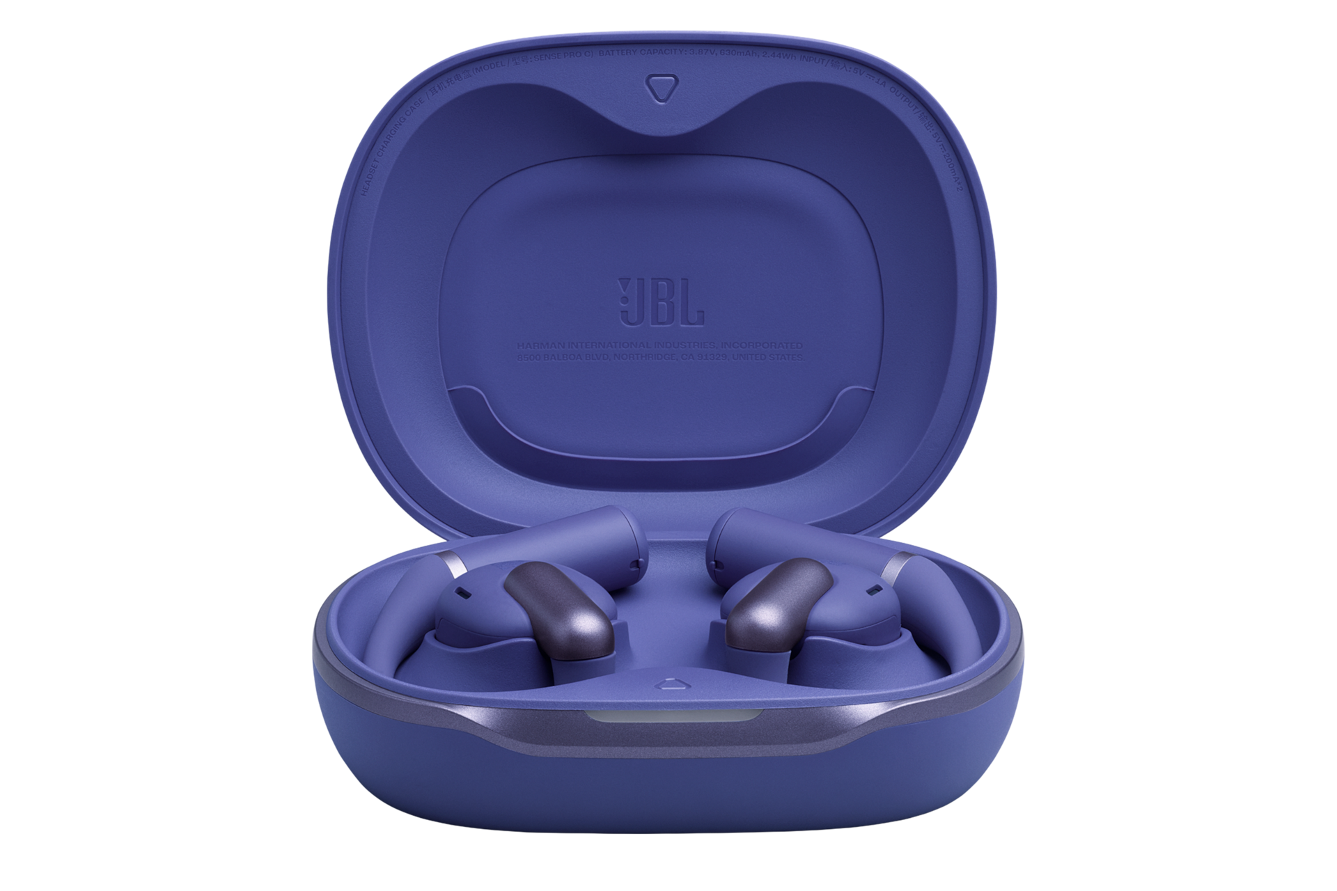 JBL SENSE PRO 오픈 이어 블루투스 이어폰 블루 케이스가 열린 모습