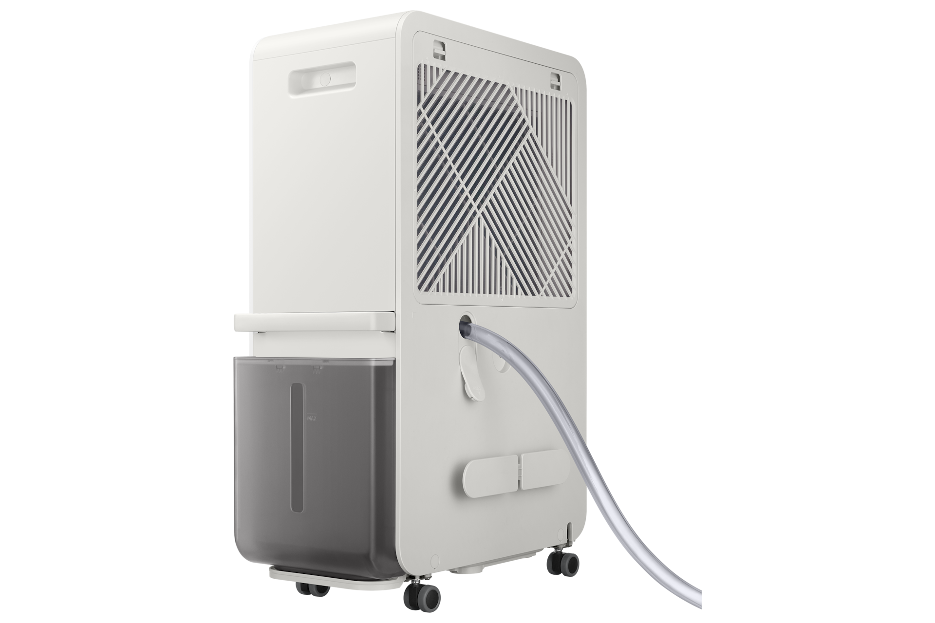 인버터 제습기 18L 빅토리 그레이 뒷면에 연속 배수 호스 연결