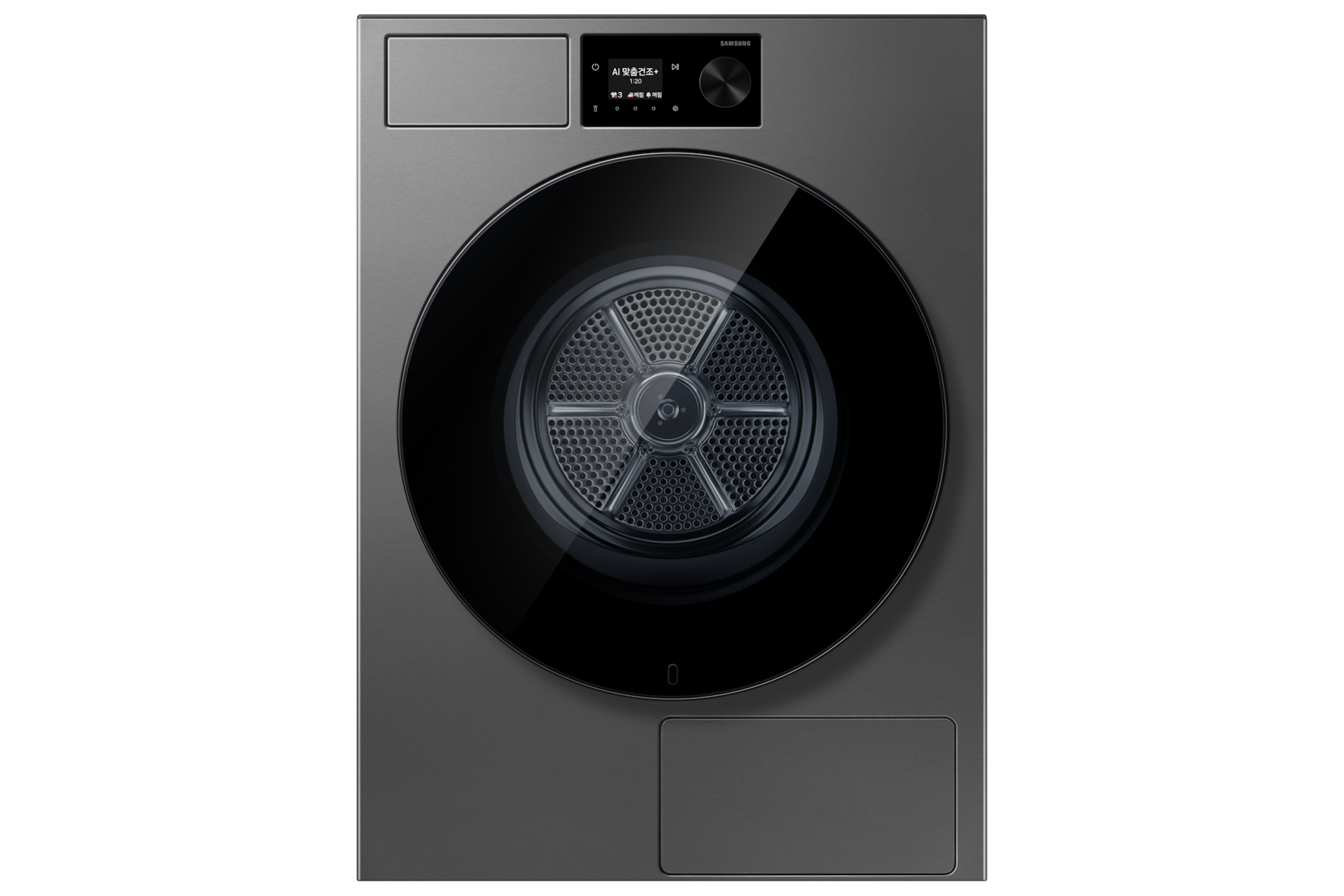 Bespoke AI 건조기 18kg (71.1mm LCD) 다크스틸 정면
