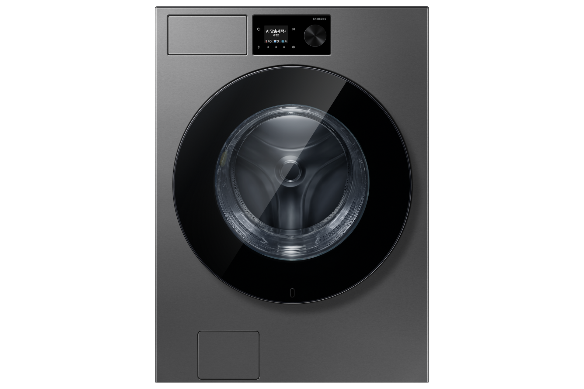 Bespoke AI 세탁기 24kg (71.1mm LCD) 다크스틸 정면