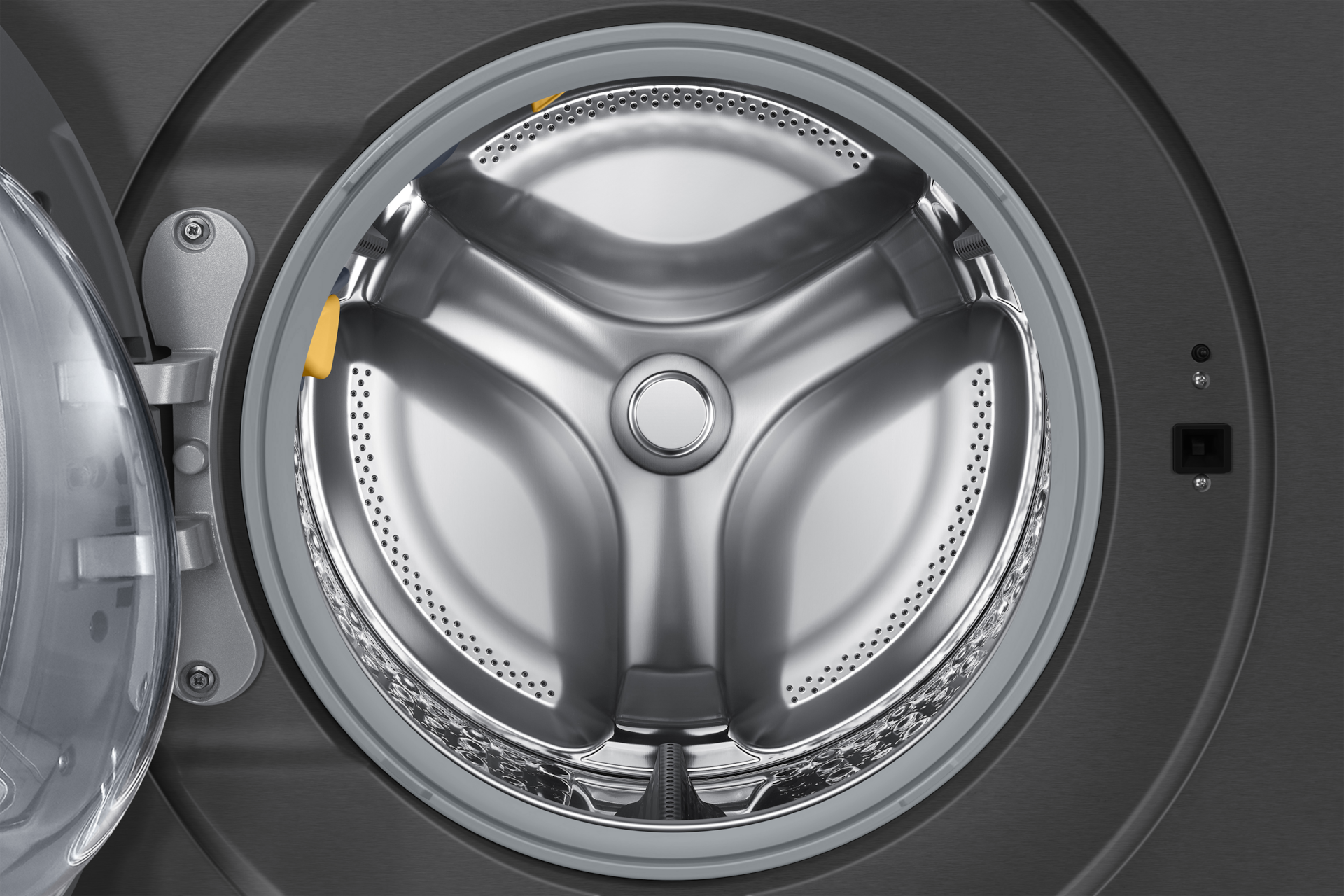 Bespoke AI 세탁기 21kg (71.1mm LCD) 다크스틸 세탁기 내부확대