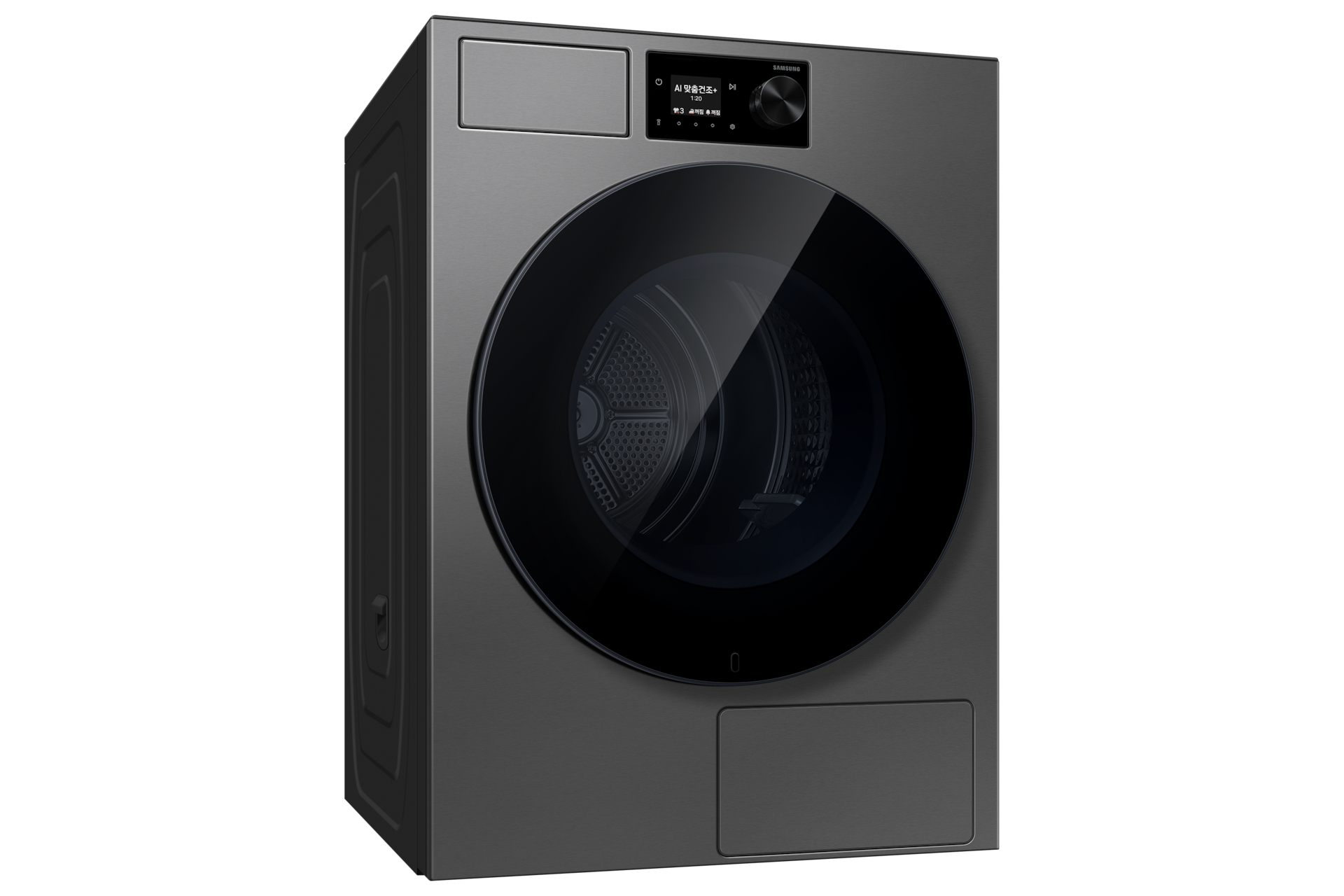 Bespoke AI 건조기 18kg (71.1mm LCD) 다크스틸 좌측면 15도