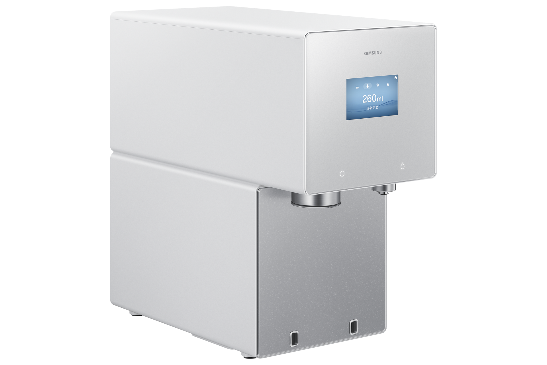 Bespoke AI 얼음정수기 (냉/온/정수) 새틴 그레이지 측면