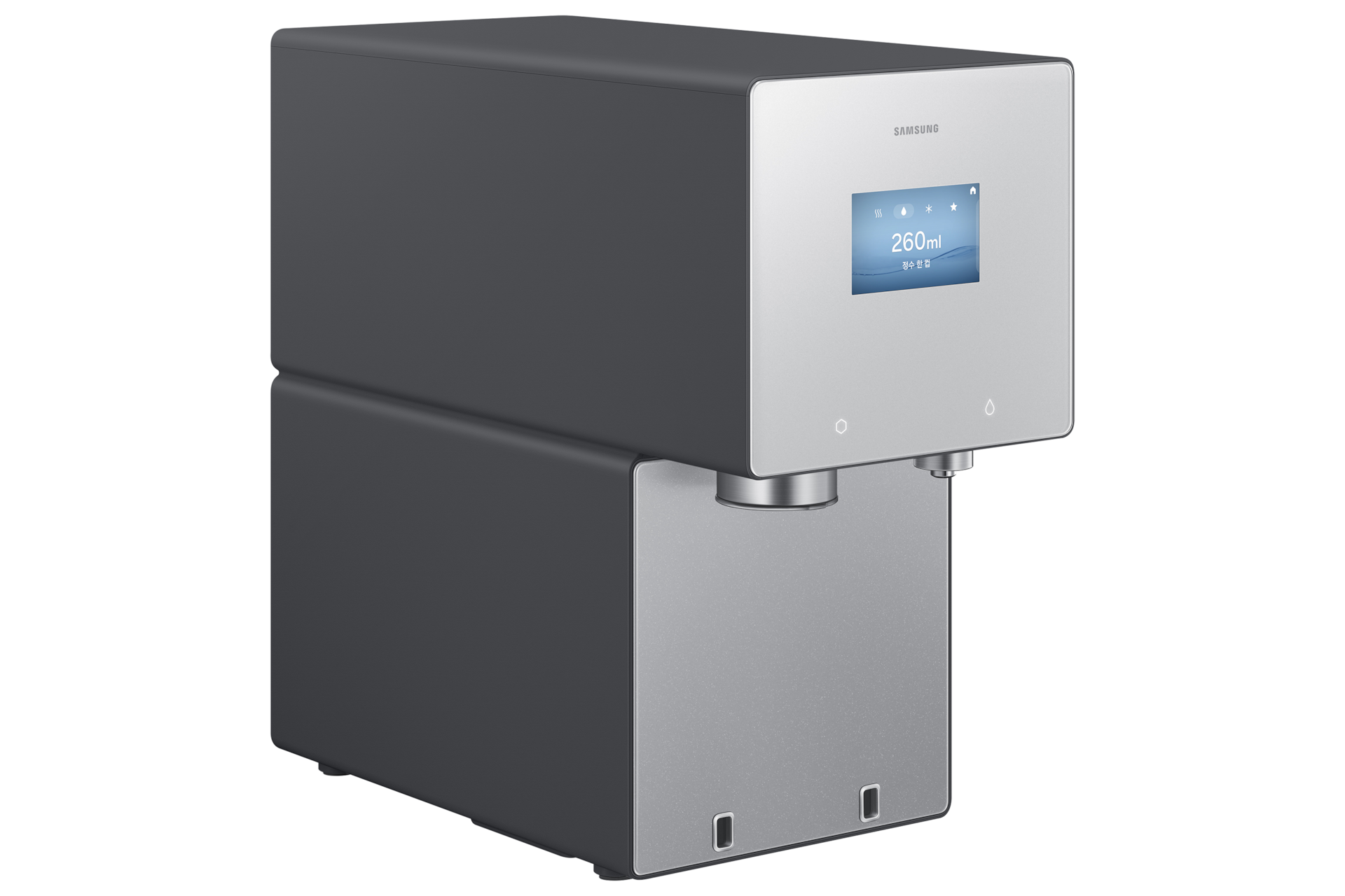Bespoke AI 얼음정수기 (냉/온/정수) 솝스톤 차콜 측면
