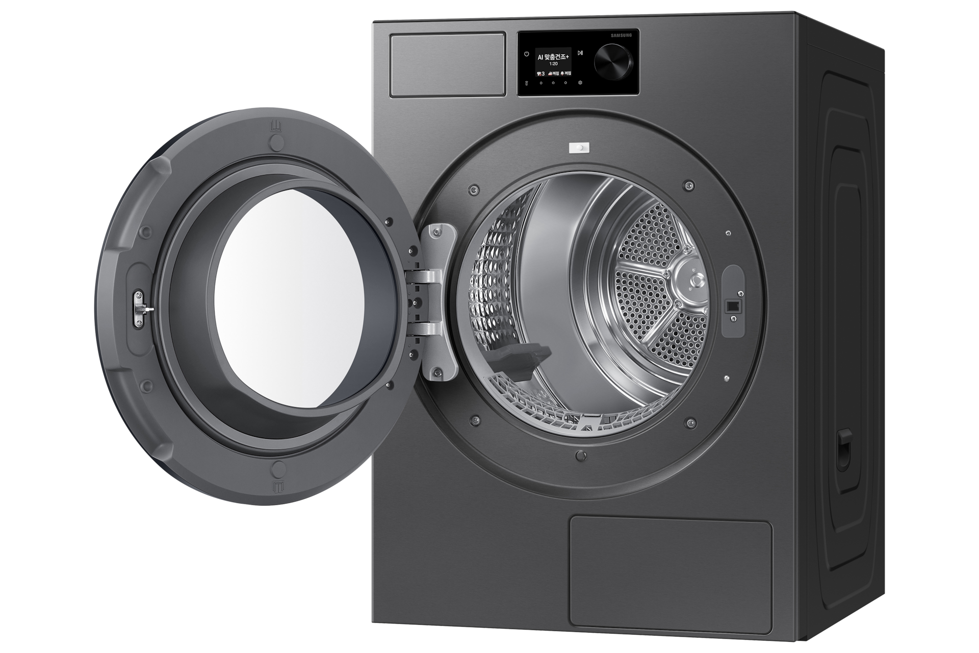 Bespoke AI 건조기 20kg (71.1mm LCD) 다크스틸 우측 도어열림