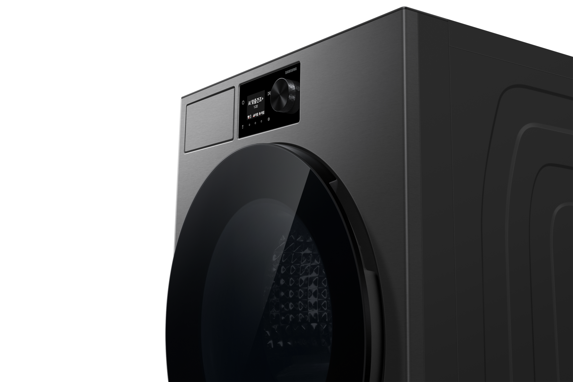 Bespoke AI 건조기 18kg (71.1mm LCD) 다크스틸 우측 확대