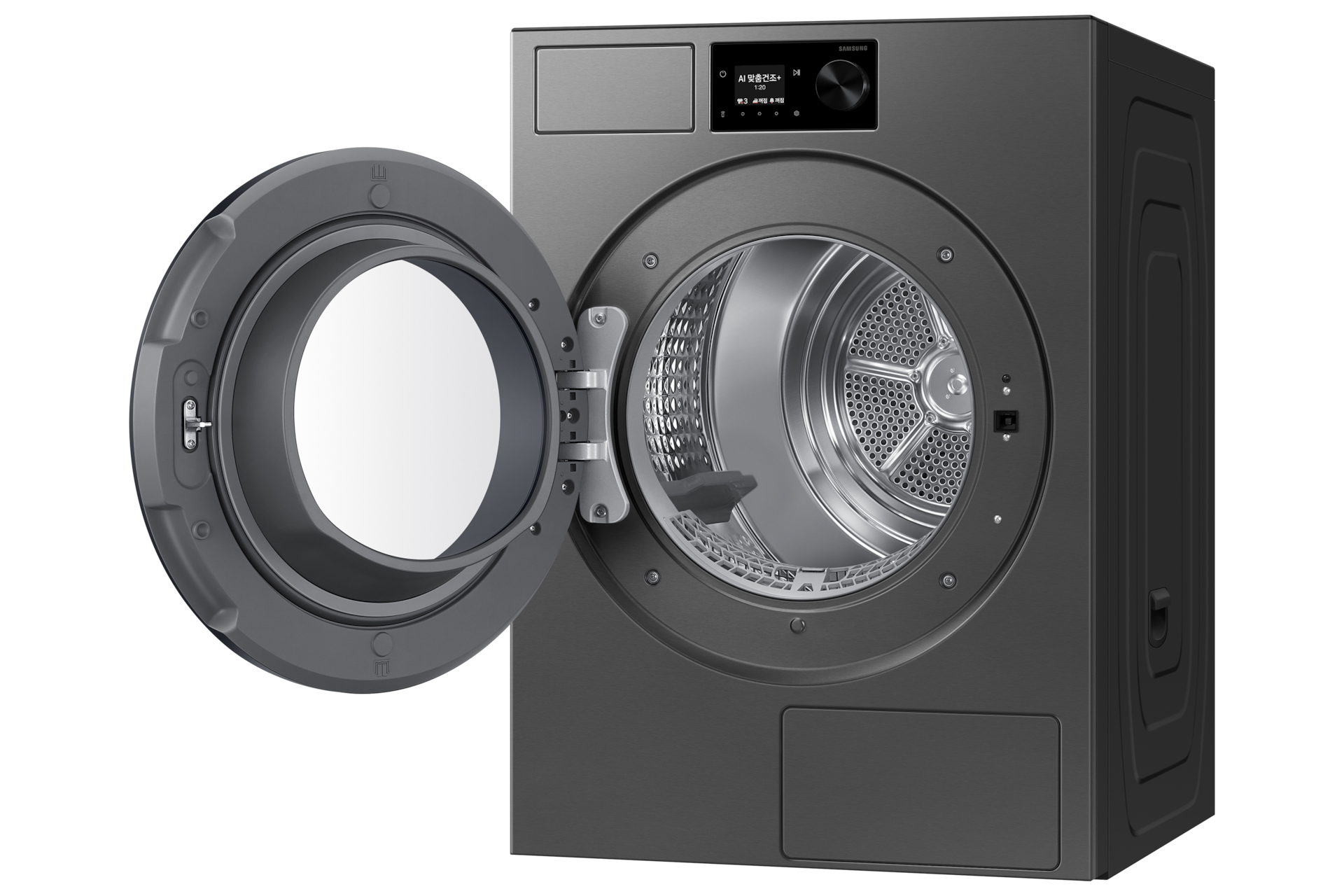 Bespoke AI 건조기 22kg (71.1mm LCD) 다크스틸 우측 도어열림