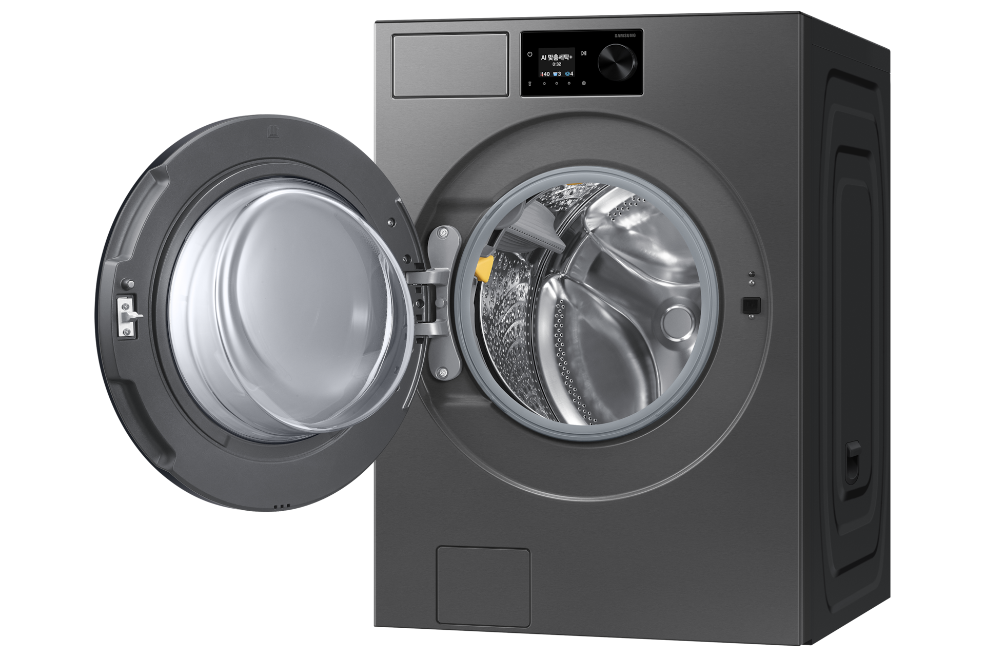 Bespoke AI 세탁기 21kg (71.1mm LCD) 다크스틸 우측 도어열림