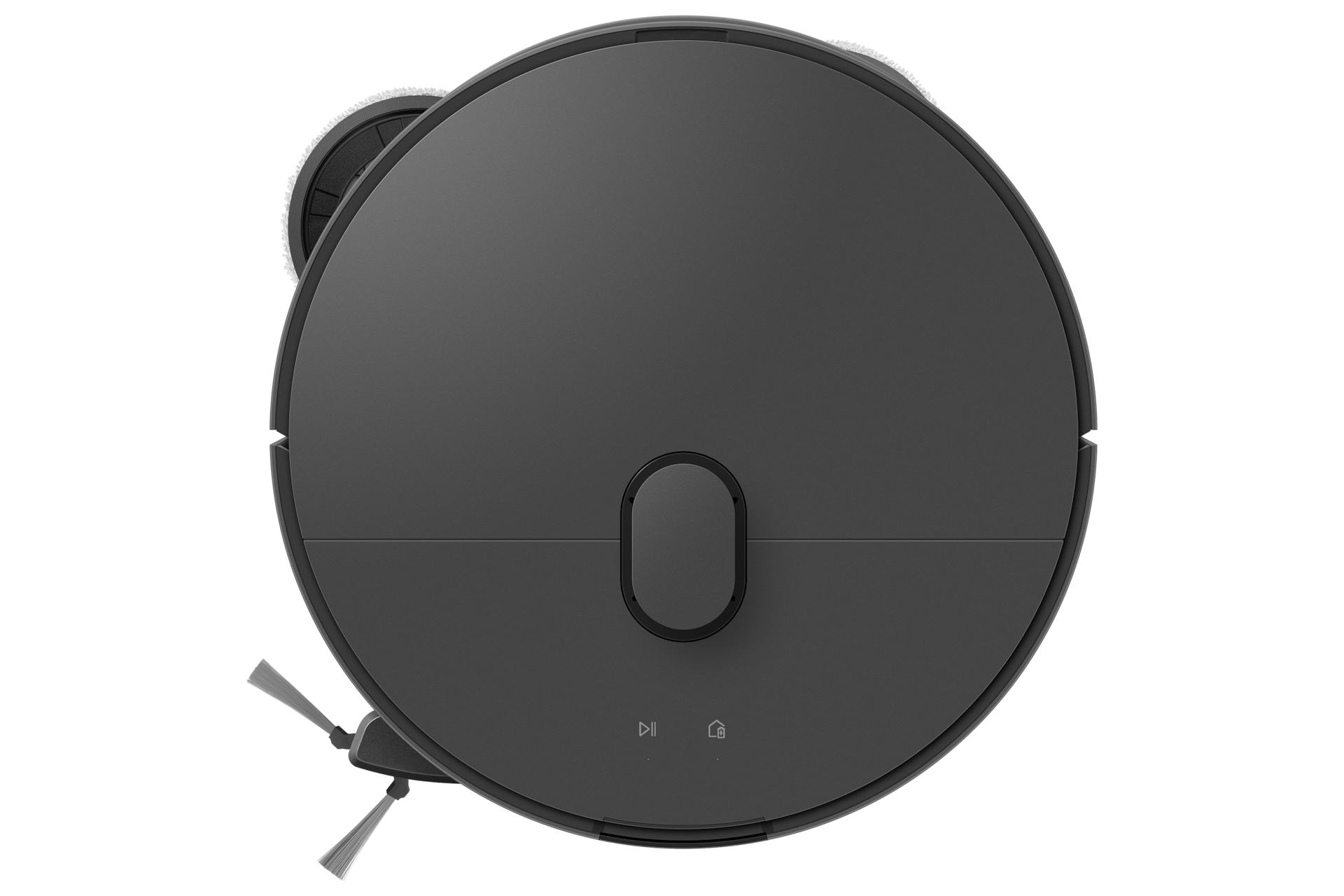 Bespoke AI 스팀 울트라 새틴 차콜 사이드 브러시와 물걸레가 팝아웃된 상단