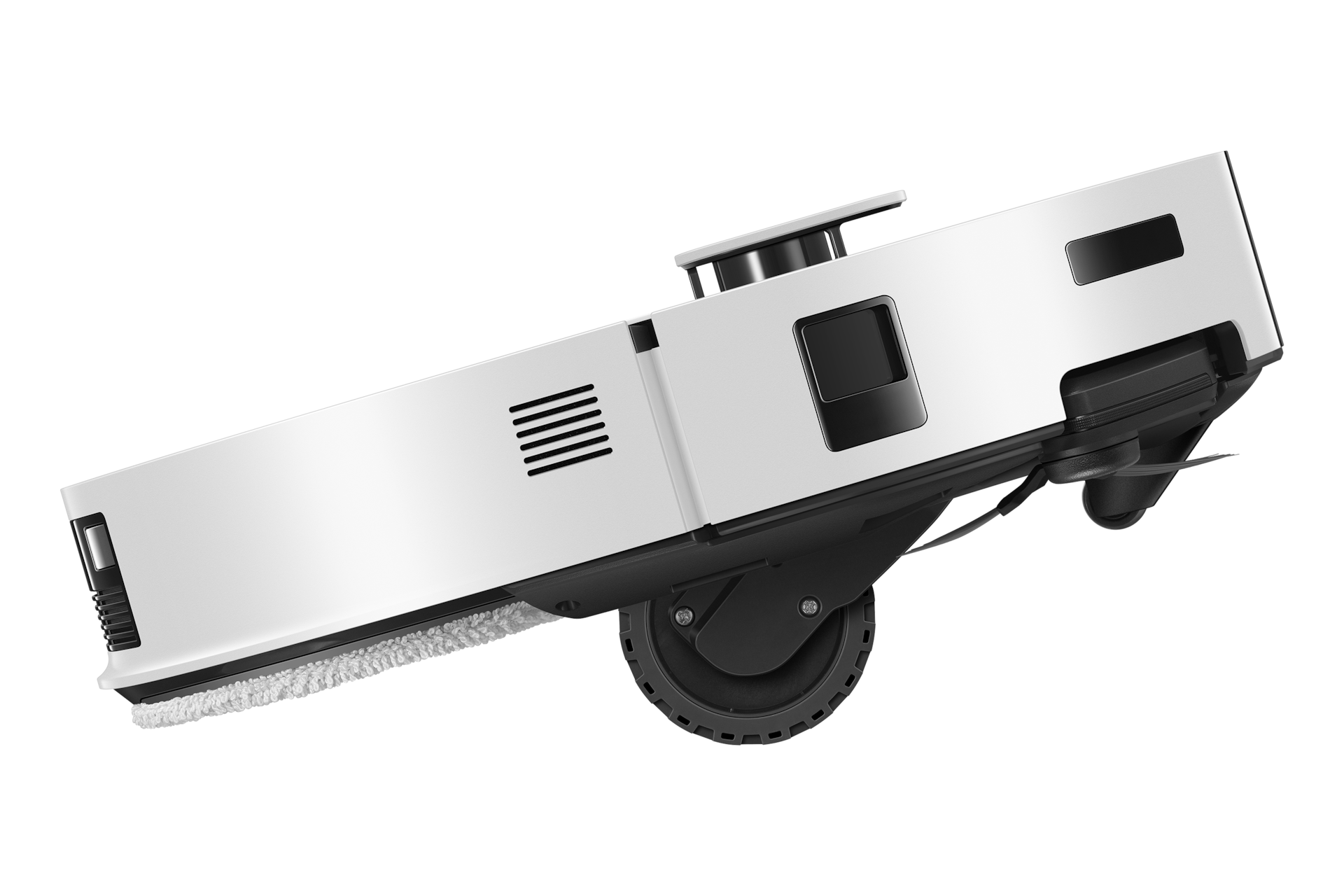 Bespoke AI 스팀 울트라 새틴 그레이지 승월하고 있는 왼쪽 측면