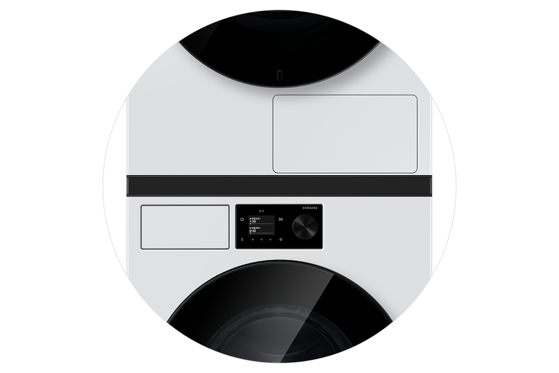Bespoke AI 세탁기+건조기 21/18kg (71.1mm LCD)+상단 설치 키트 화이트 건조기 상단설치키트