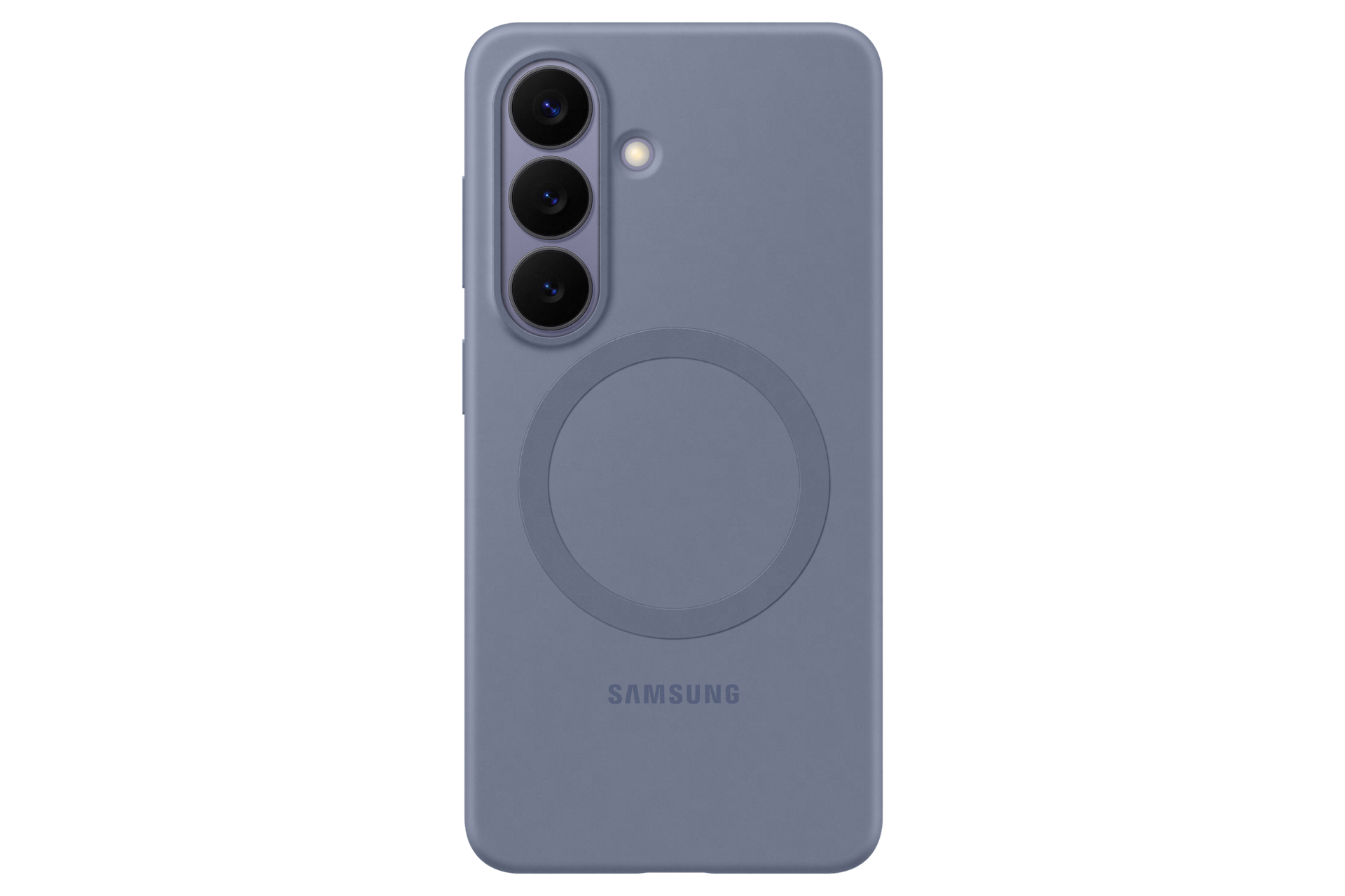 갤럭시 S26 실리콘 마그넷 케이스 (블루 바이올렛) 기기가 장착된 후면 이미지