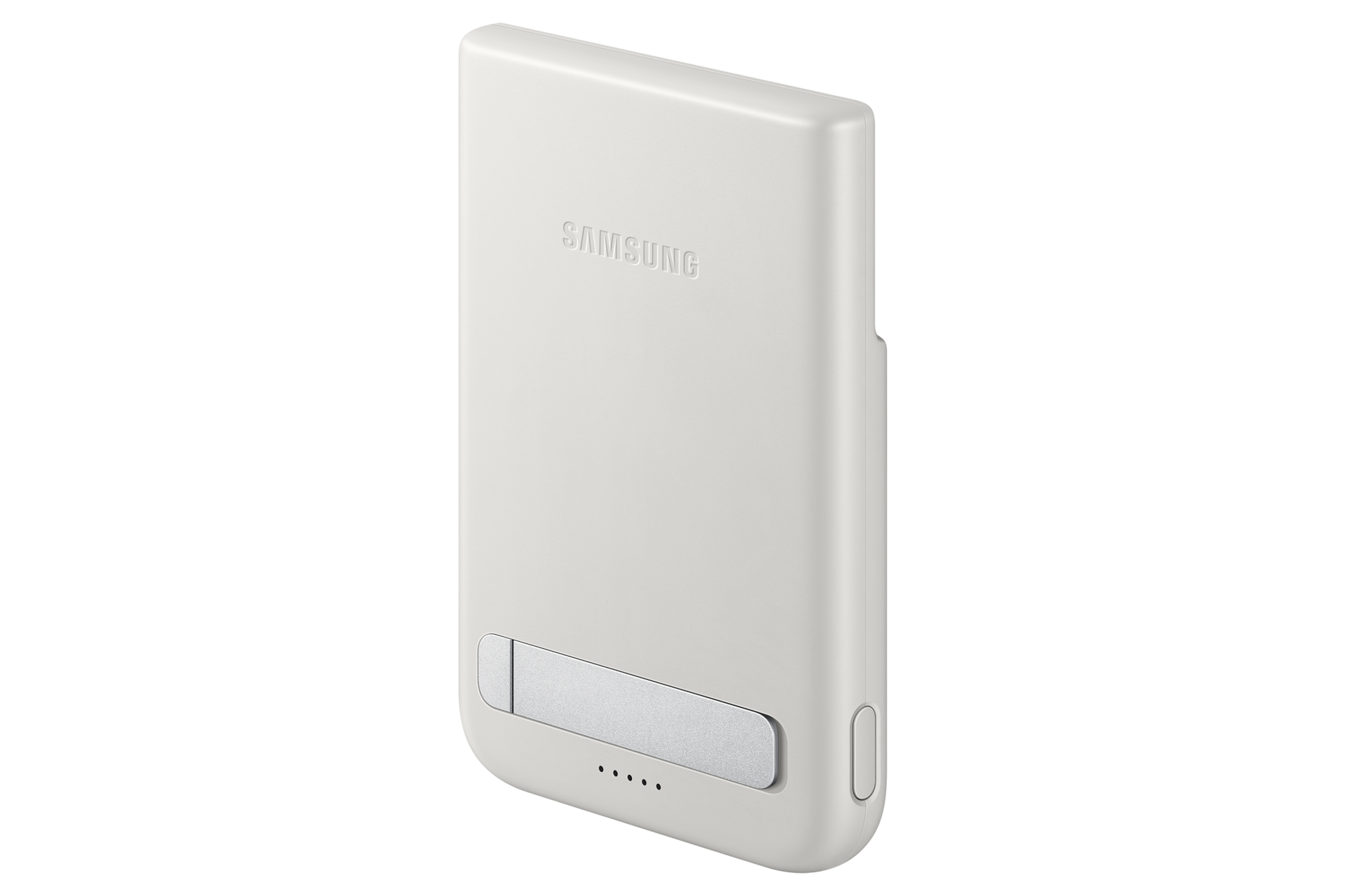 마그넷 무선 충전 배터리팩 (그레이) 좌측으로 45도 돌아간 후면 이미지