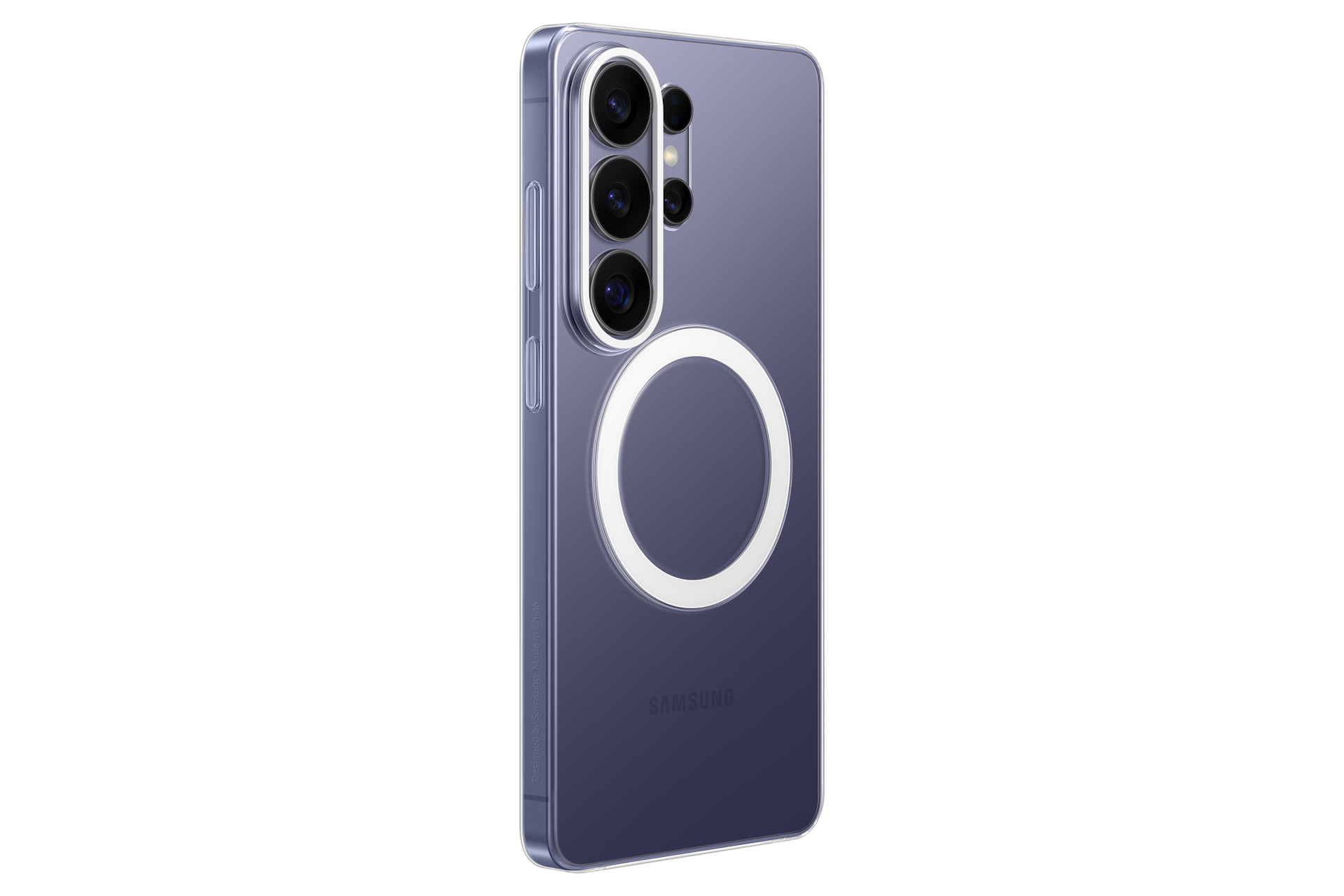 갤럭시 S26 울트라 클리어 마그넷 케이스 (투명) 기기가 장착된 우측으로 45도 돌아간 후면 이미지