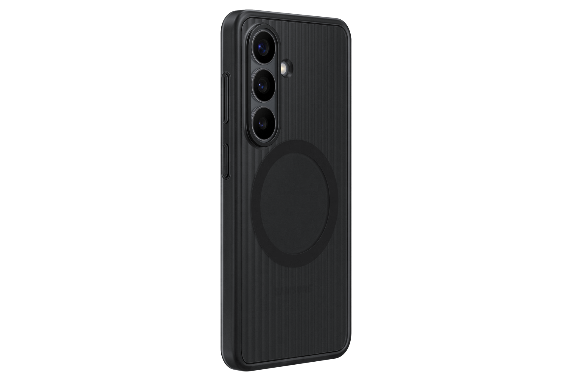 갤럭시 S26 러기드 마그넷 케이스 (블랙) 기기가 장착된 우측으로 45도 돌아간 후면 이미지