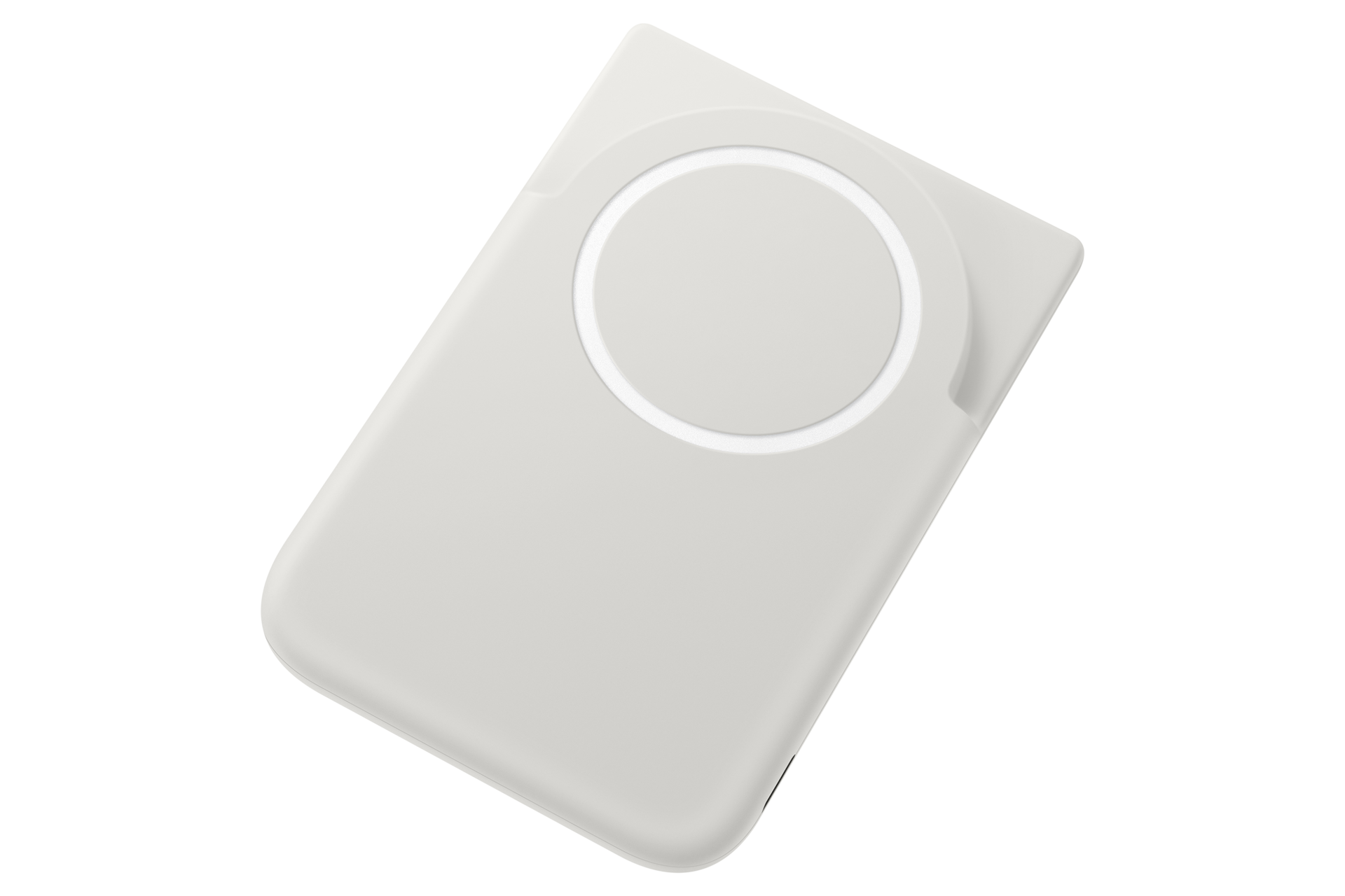 마그넷 무선 충전 배터리팩 (그레이) 뒤로 누운채 좌측으로 45도 돌아간 이미지