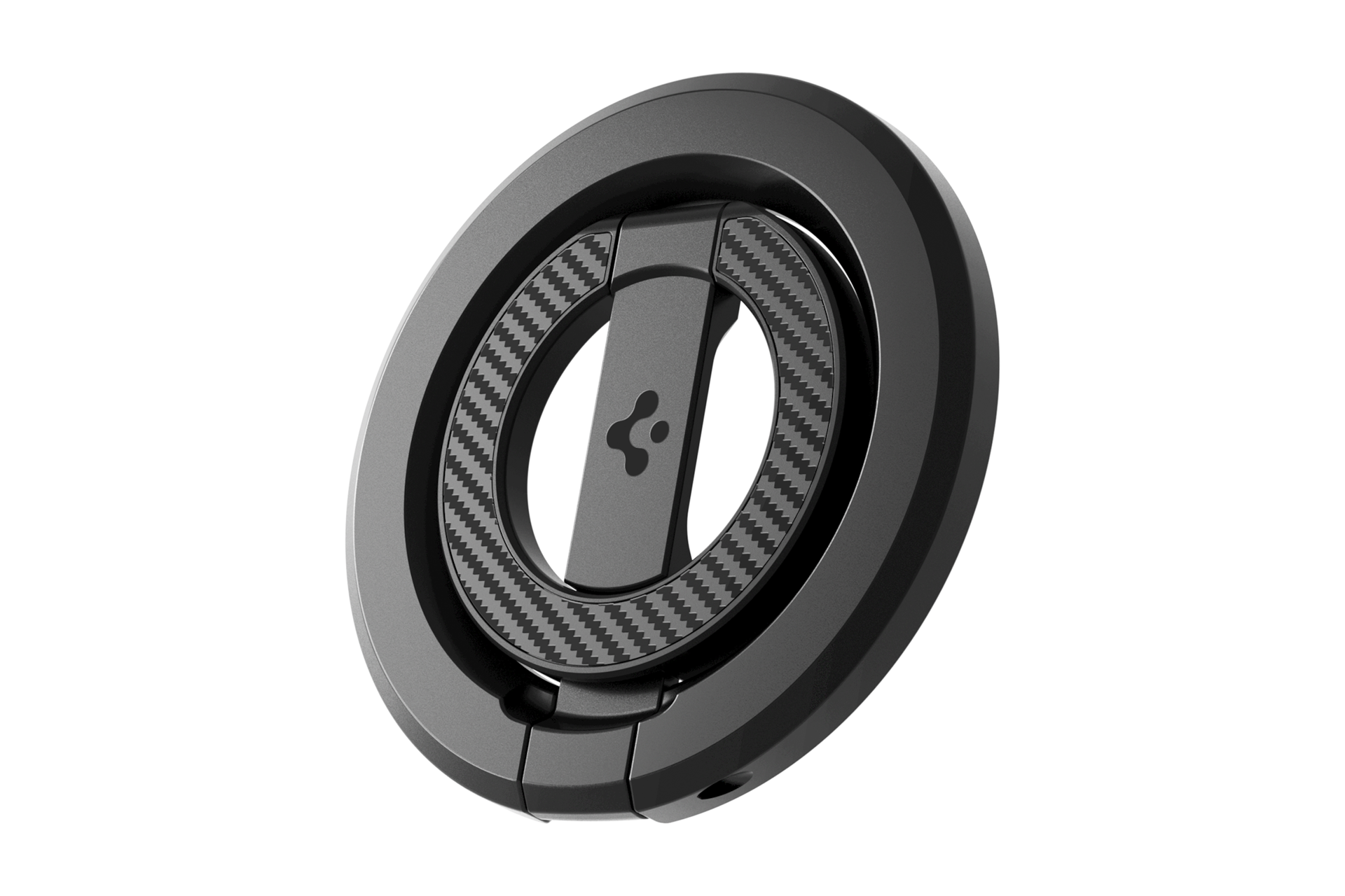 듀얼 마그넷 링홀더 (블랙) 좌측으로 45도 돌아간 정면 이미지