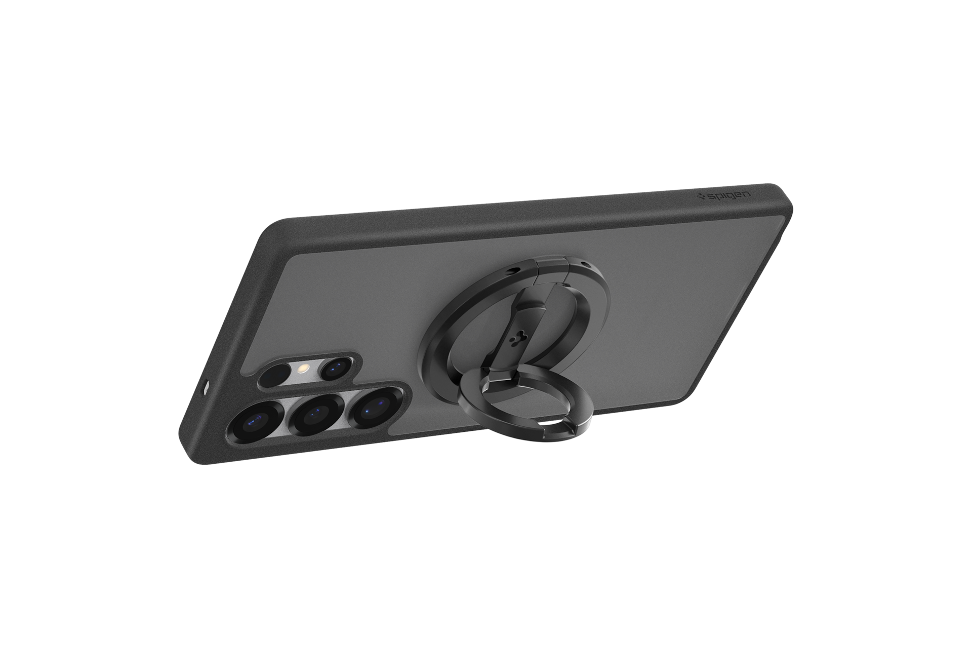 듀얼 마그넷 링홀더 (블랙) 기기에 부착된 가로 모드 스탠드로 세워진 이미지