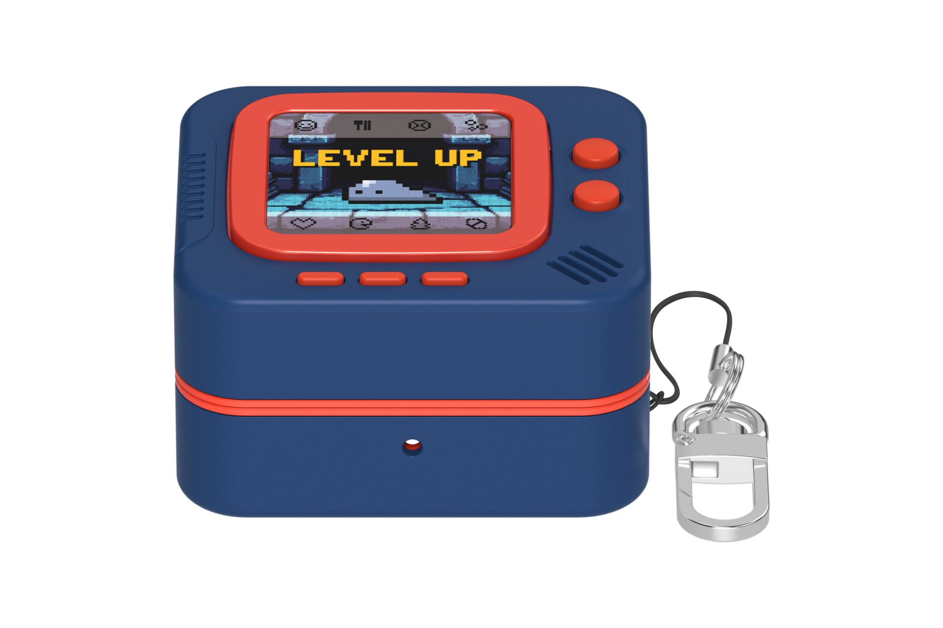 갤럭시 버즈4｜버즈4 프로 케이스 (레트로 픽셀 레벨업) (네이비) 정면 이미지