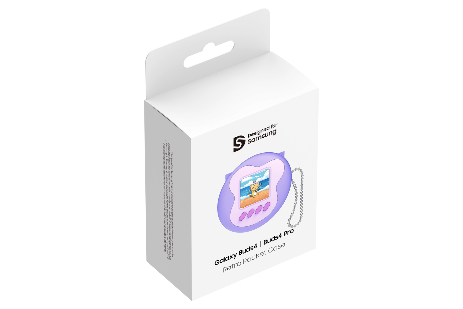 갤럭시 버즈4｜버즈4 프로 케이스 (레트로 포켓 토닥냥) (퍼플) 패키지 이미지