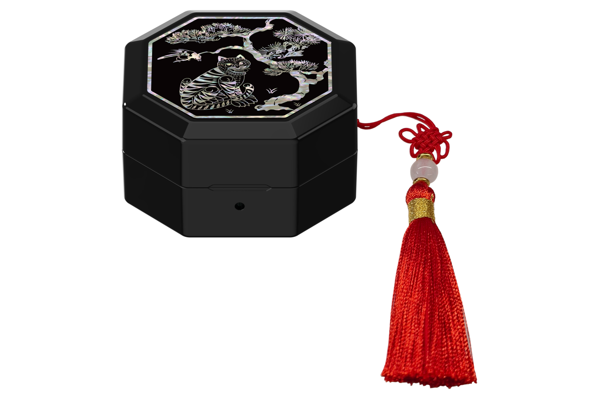 갤럭시 버즈4｜버즈4 프로 케이스 (호랑이 전통 문양) (블랙) 정면 이미지