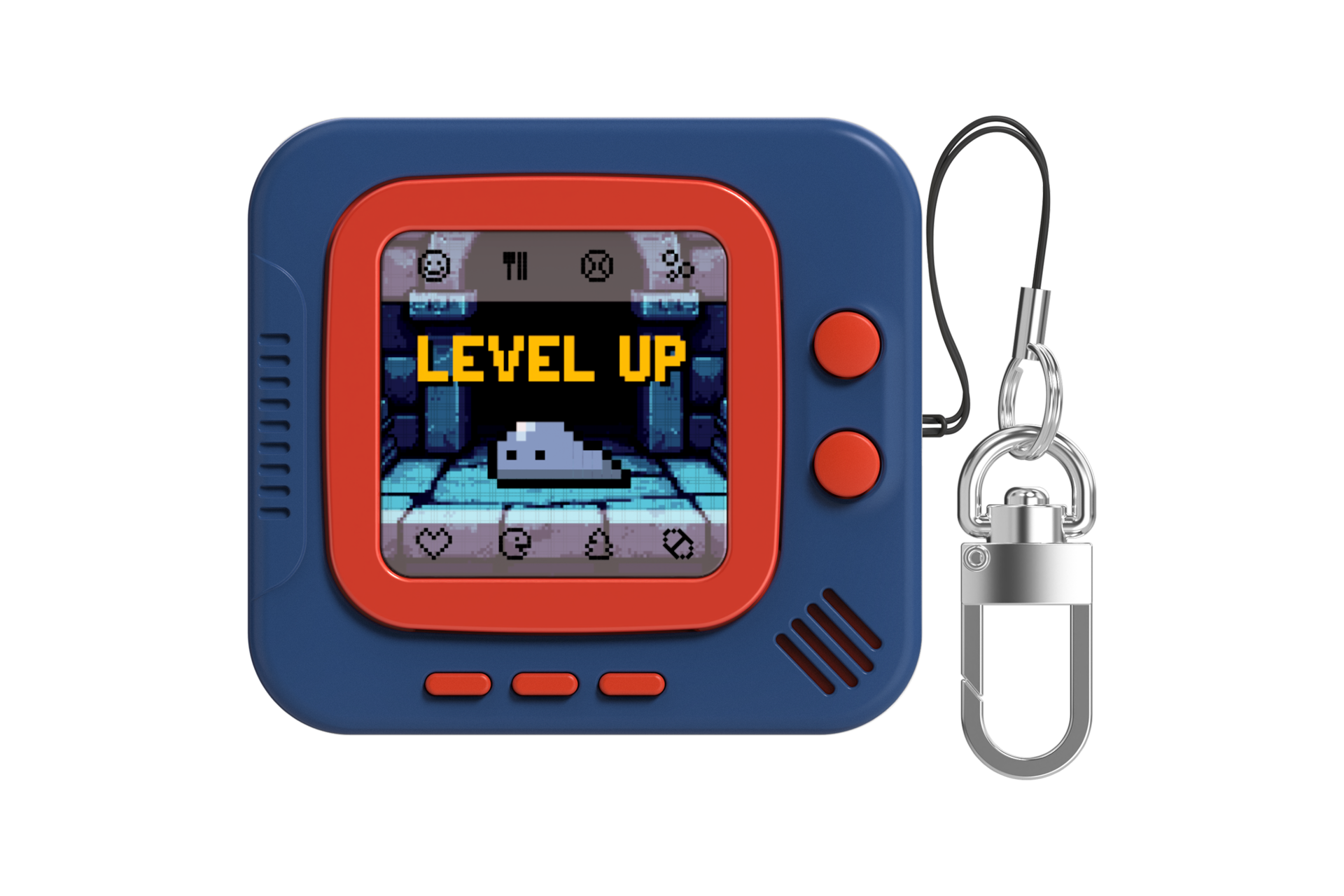 갤럭시 버즈4｜버즈4 프로 케이스 (레트로 픽셀 레벨업) (네이비) 윗면 이미지