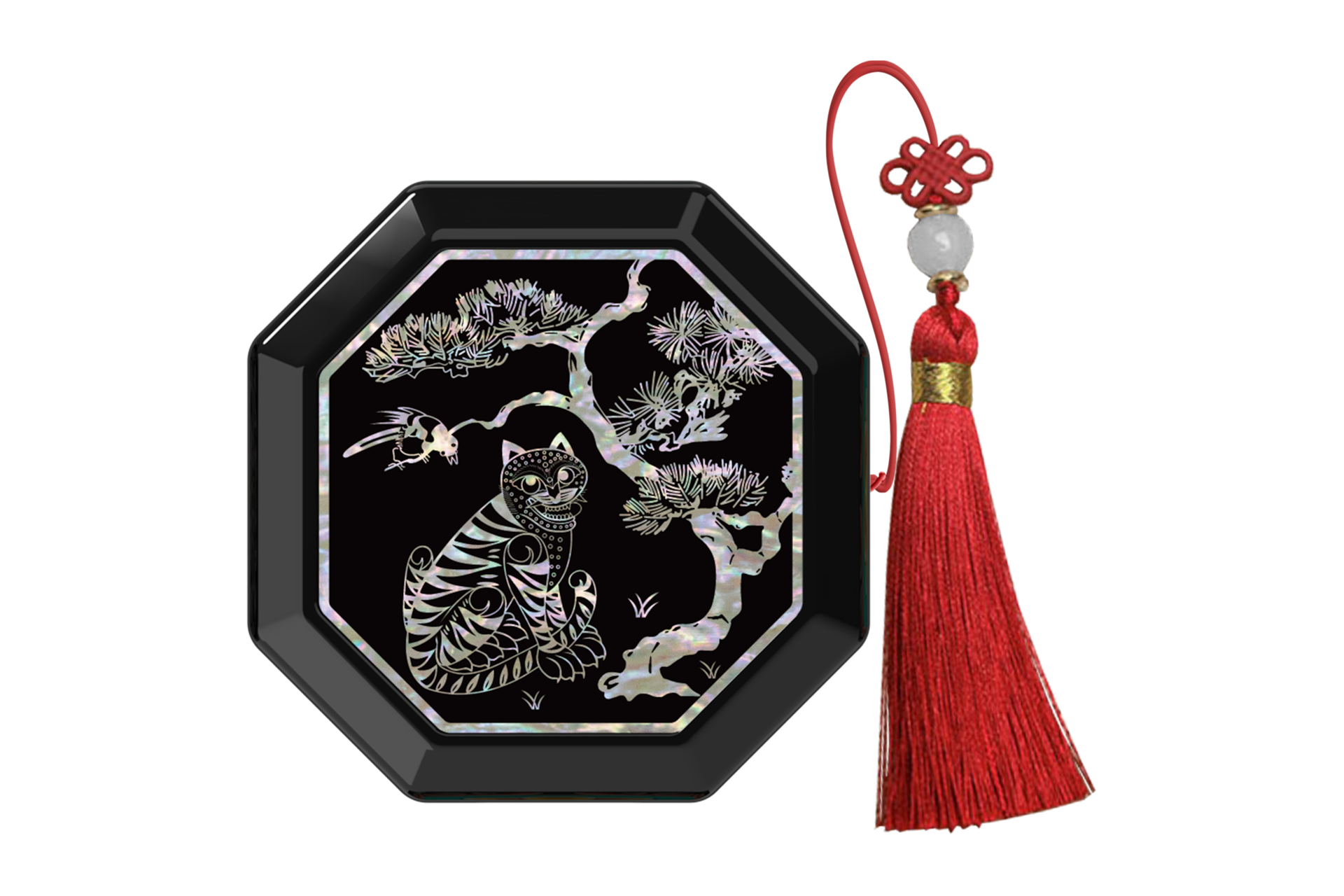 갤럭시 버즈4｜버즈4 프로 케이스 (호랑이 전통 문양) (블랙) 윗면 이미지