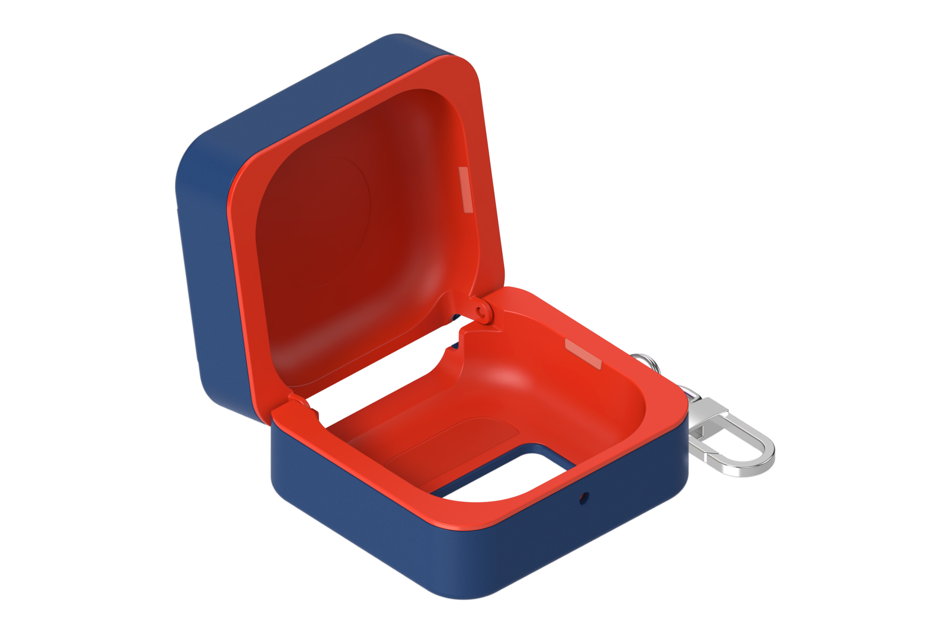 갤럭시 버즈4｜버즈4 프로 케이스 (레트로 픽셀 레벨업) (네이비) 덮개가 열린 우측으로 45도 돌아간 이미지