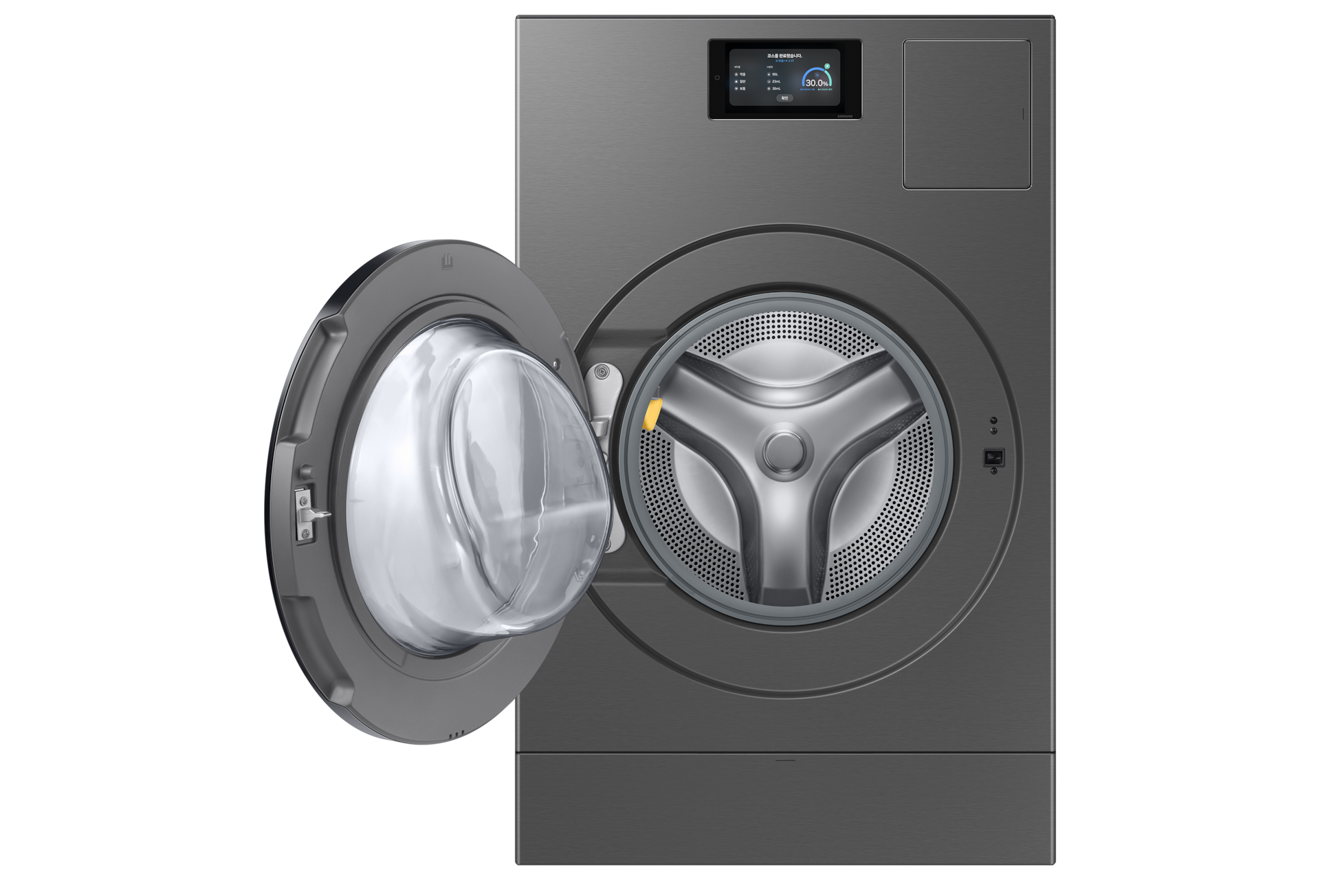 Bespoke AI 콤보 25/20kg (177.8mm LCD) 다크스틸 정면 도어열림