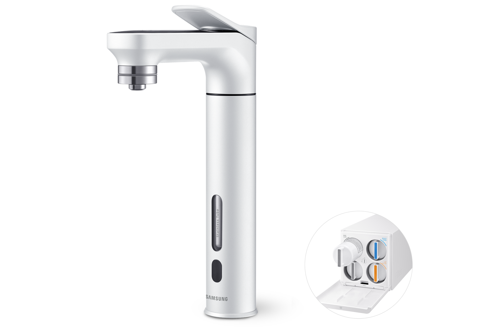 Bespoke 정수기 메인 파우셋 (정수전용) 알루 화이트 파우셋 우측+본체