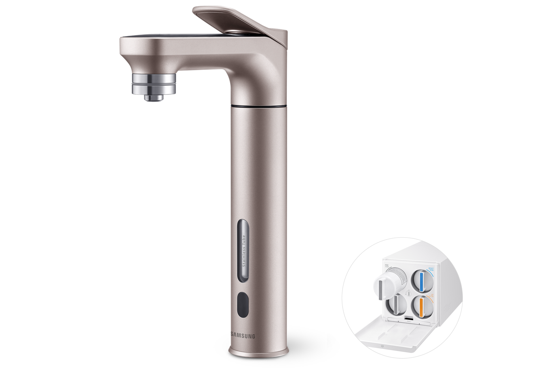 Bespoke 정수기 메인 파우셋 (정수전용) 알루 로즈골드 파우셋 우측+본체