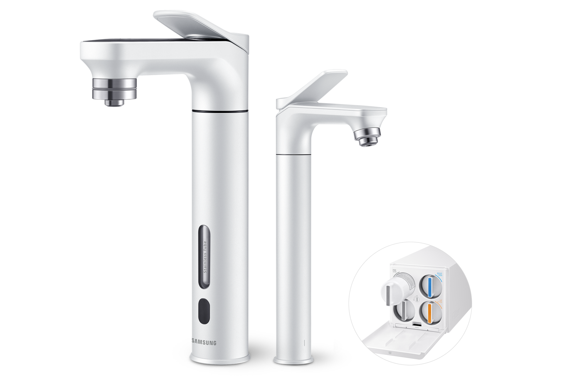 Bespoke 정수기 메인 파우셋+서브 파우셋 (정수전용) 알루 화이트 메인 파우셋 우측+서브 파우셋 좌측+본체