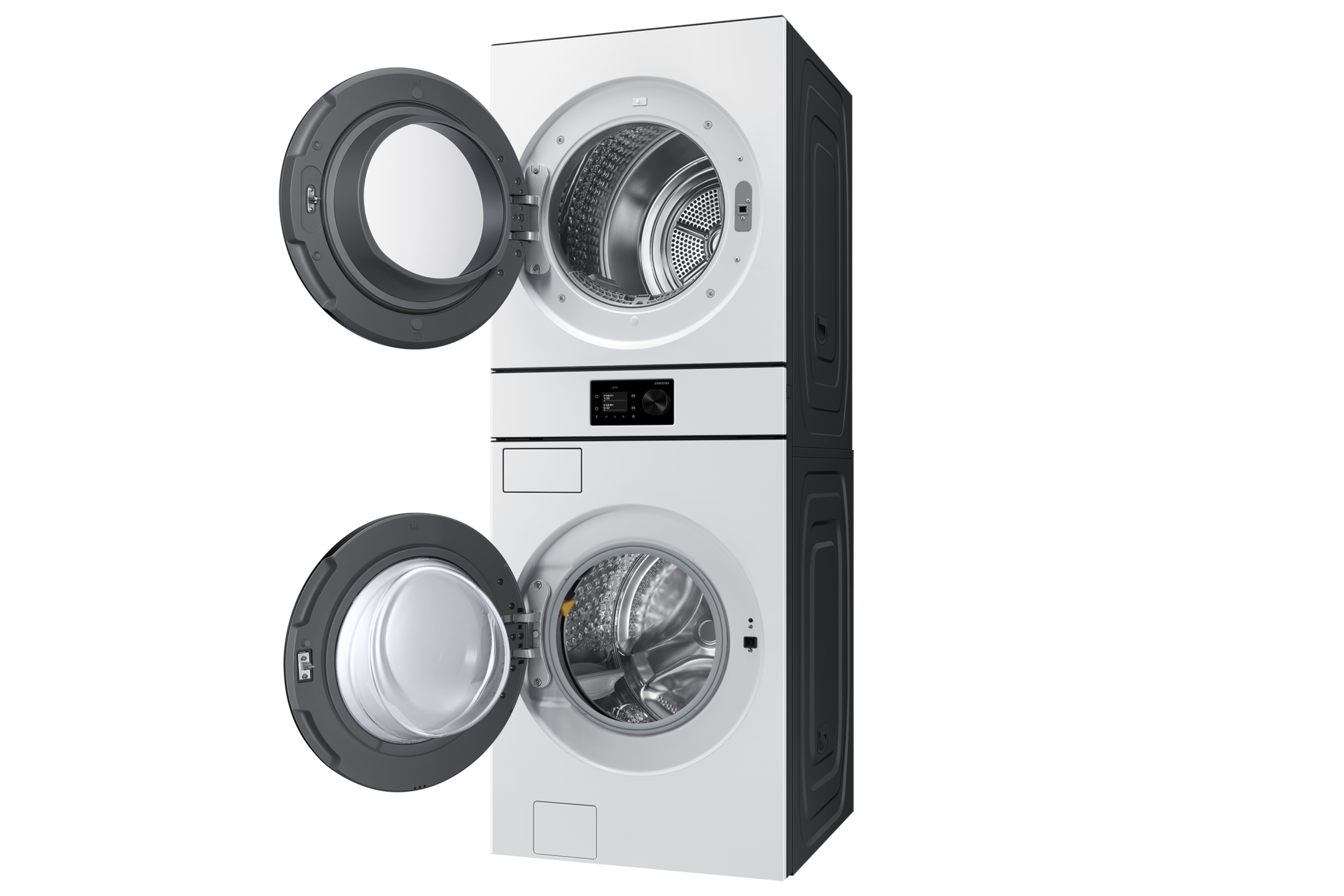 Bespoke AI 원바디 24/20kg (71.1mm LCD) 화이트 우측면 15도 도어열림