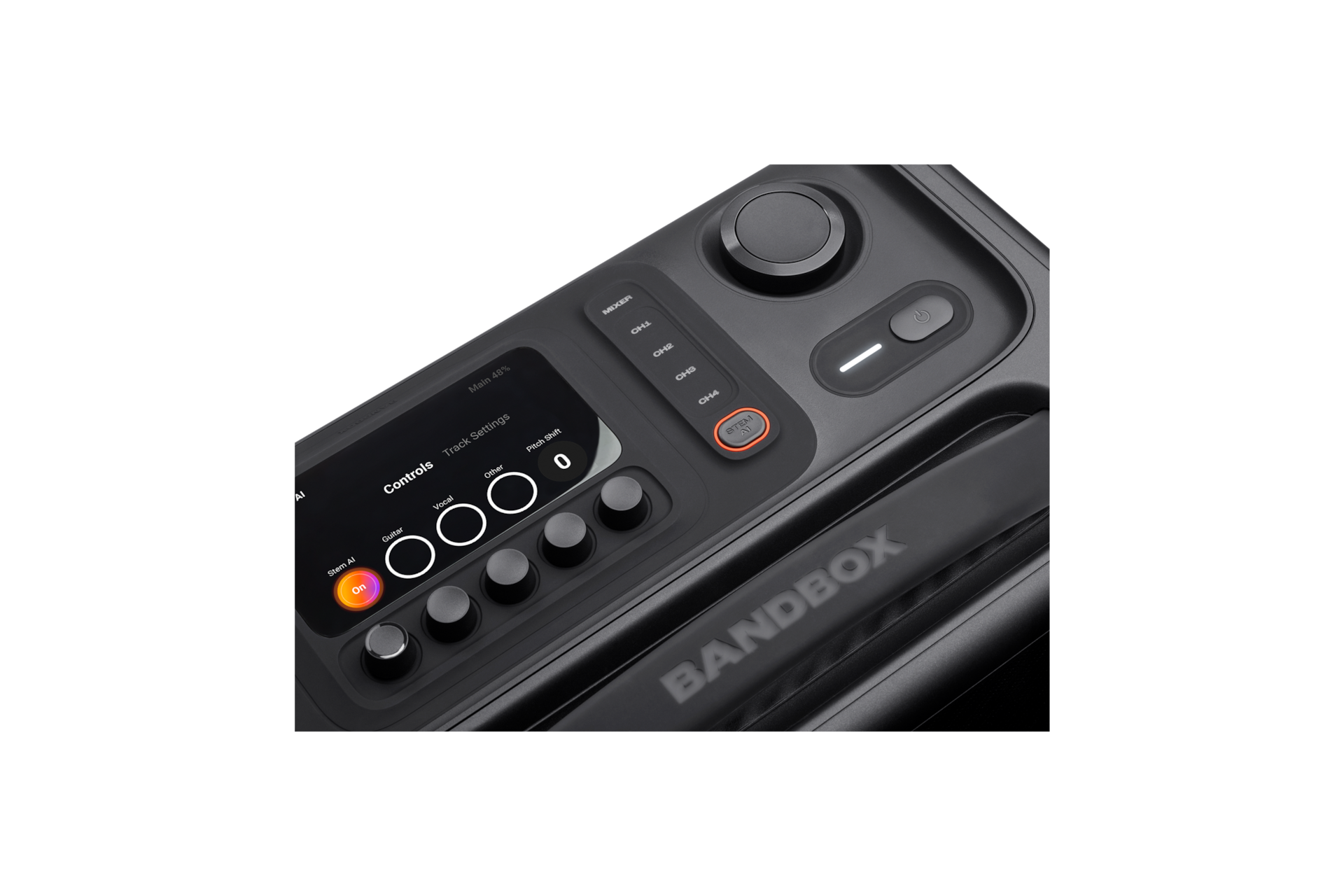 JBL BANDBOX TRIO 블루투스 스피커 윗면 버튼 부분 확대