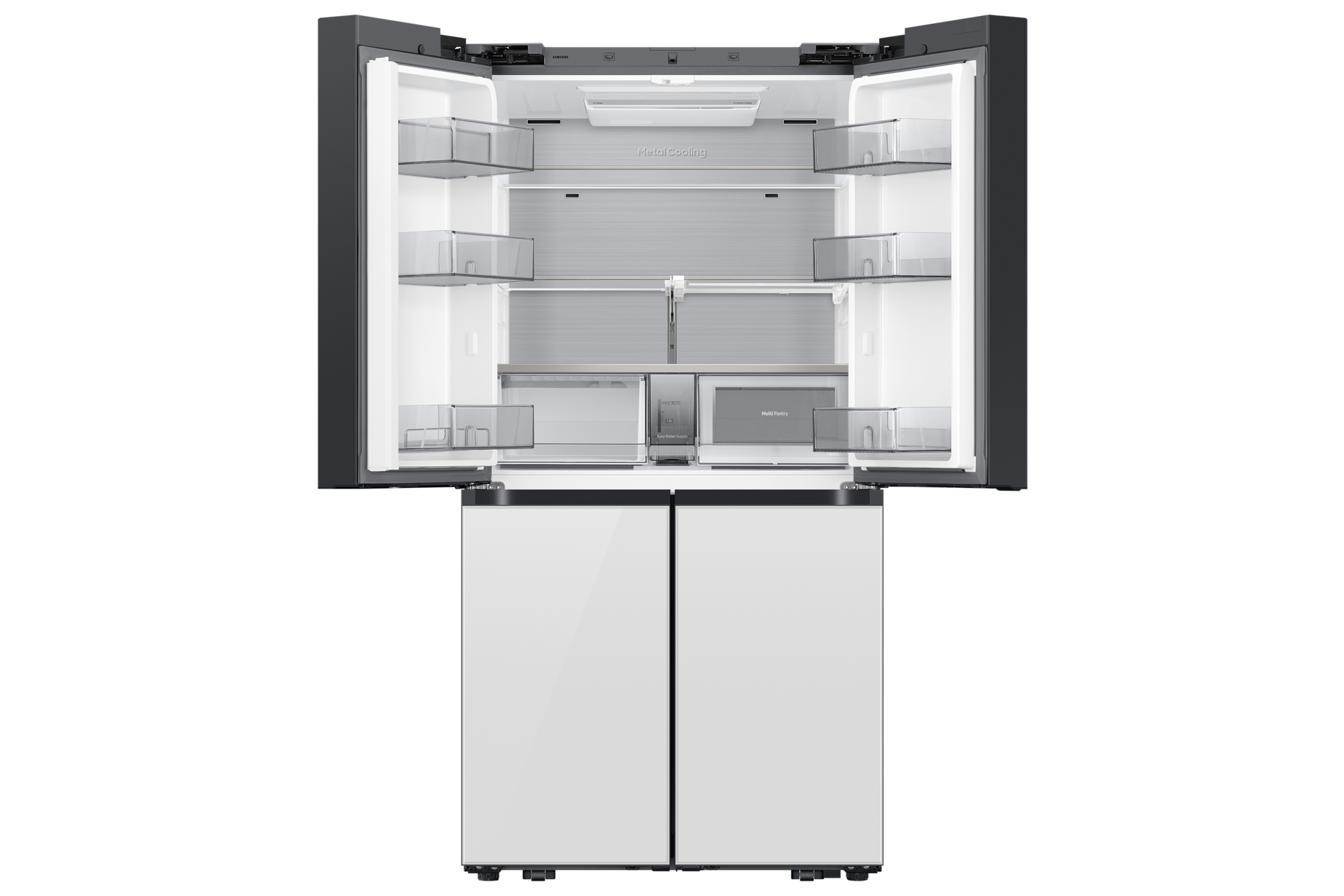 Bespoke AI 패밀리허브 4도어 864L (81.2cm, AI 푸드매니저) 클린 화이트 상단 도어 오픈
