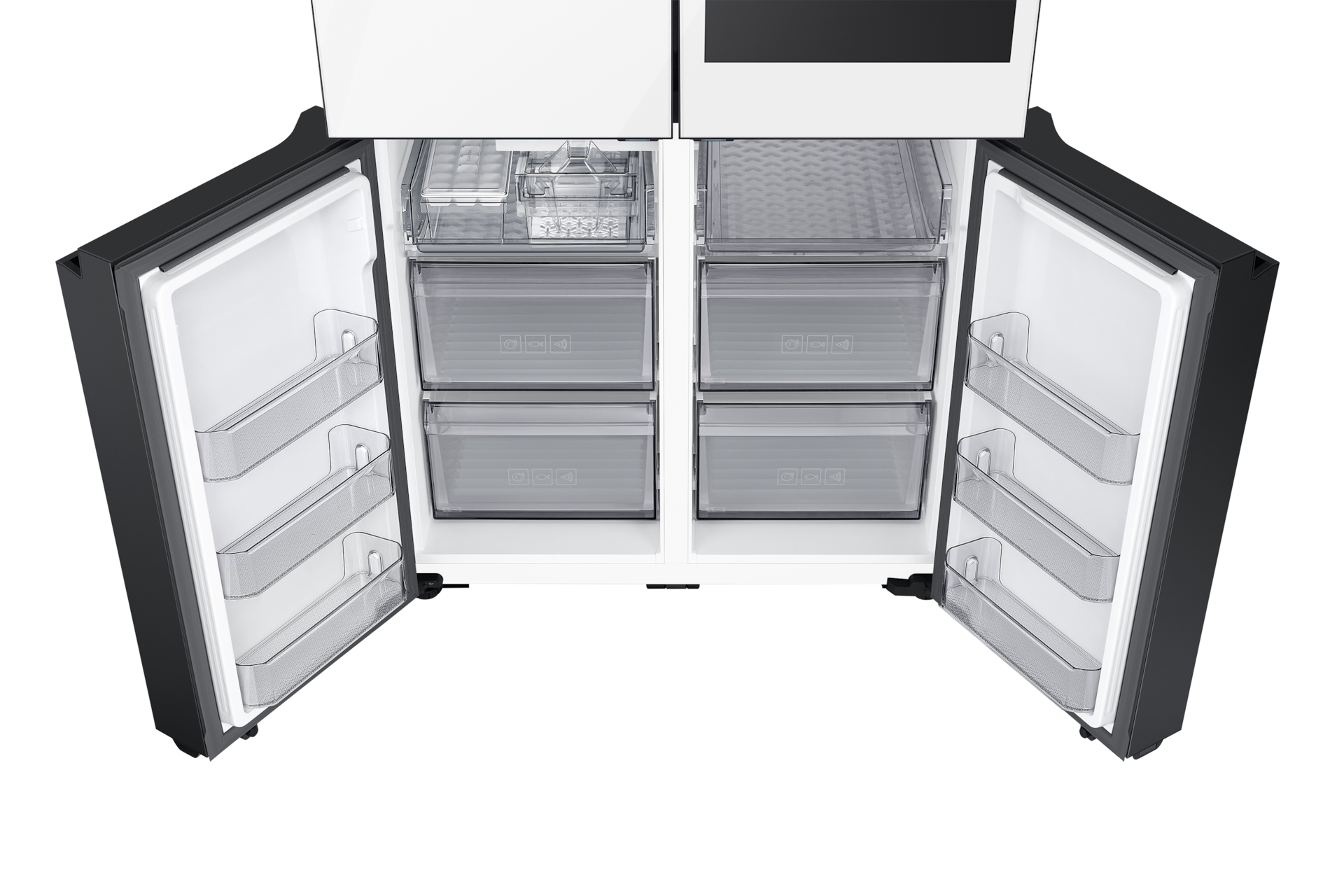 Bespoke AI 패밀리허브 4도어 864L (81.2cm, AI 푸드매니저) 클린 화이트 하단 도어 오픈